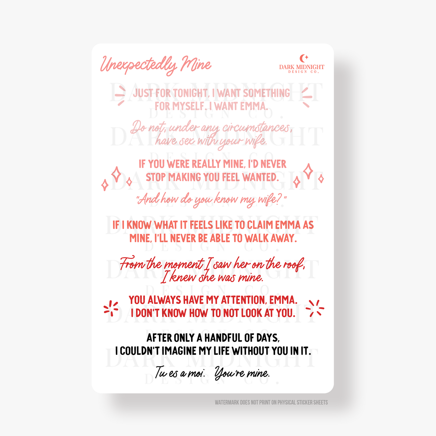 Unexpectedly Mine Annotation Stickers - Officially Licensed Unexpectedly In Love Series