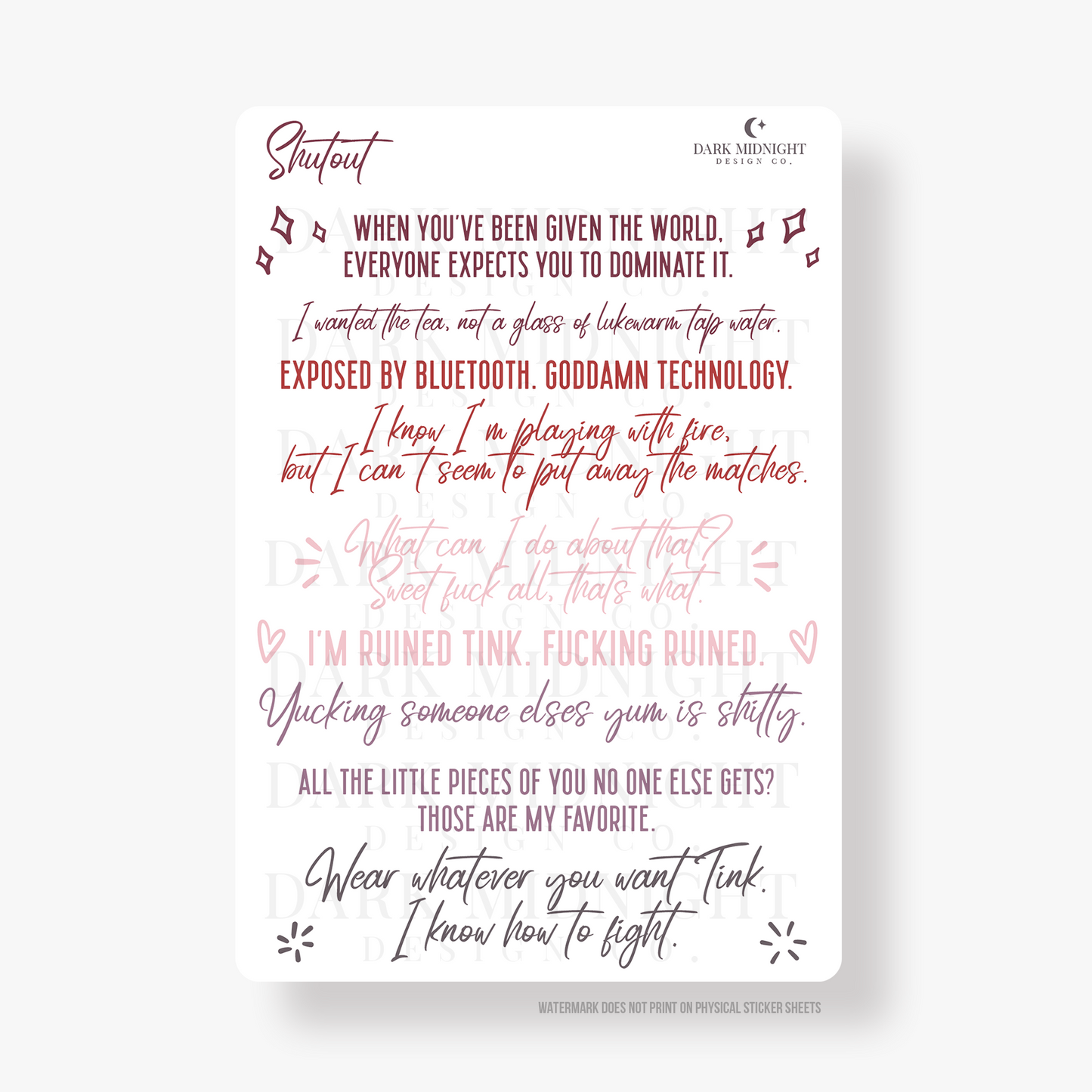 Shutout Illustrated Cover Annotation Stickers - Officially Licensed Rules of the Game Series