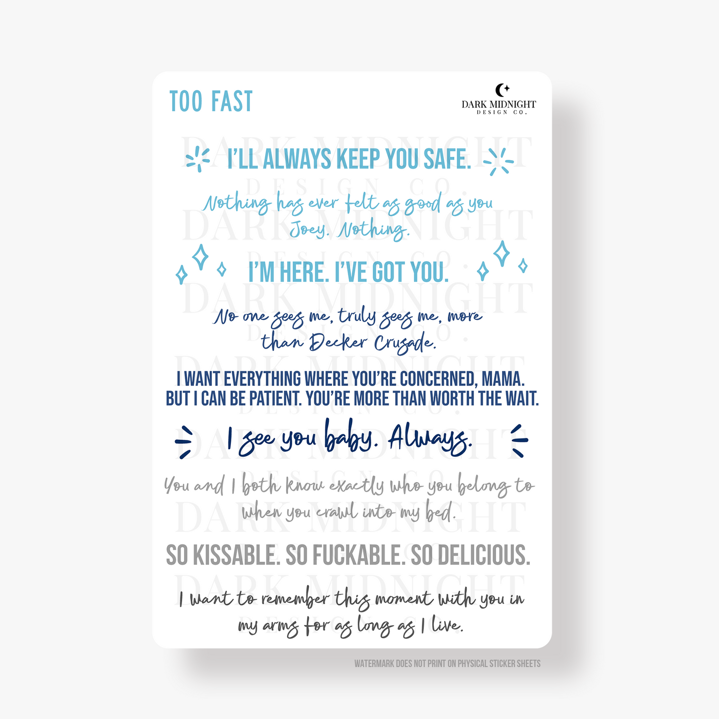 Too Fast Annotation Kit - Officially Licensed Boys of Lake Chapel Series