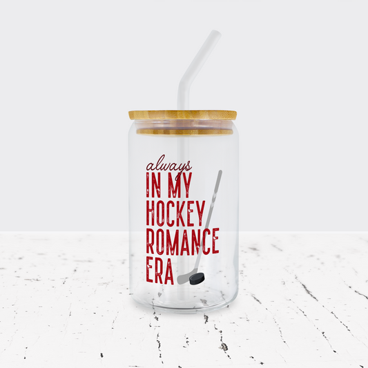 In My Hockey Romance Era 16oz Glass Can