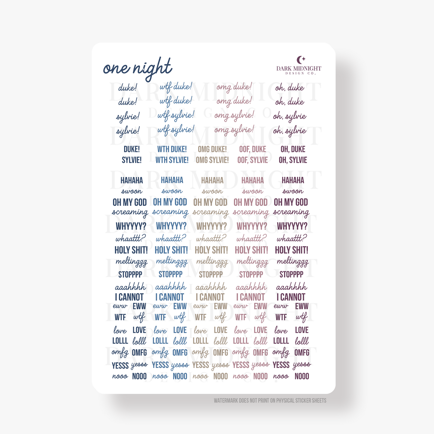 One Night Annotation Stickers - Officially Licensed Sullivan Family Series