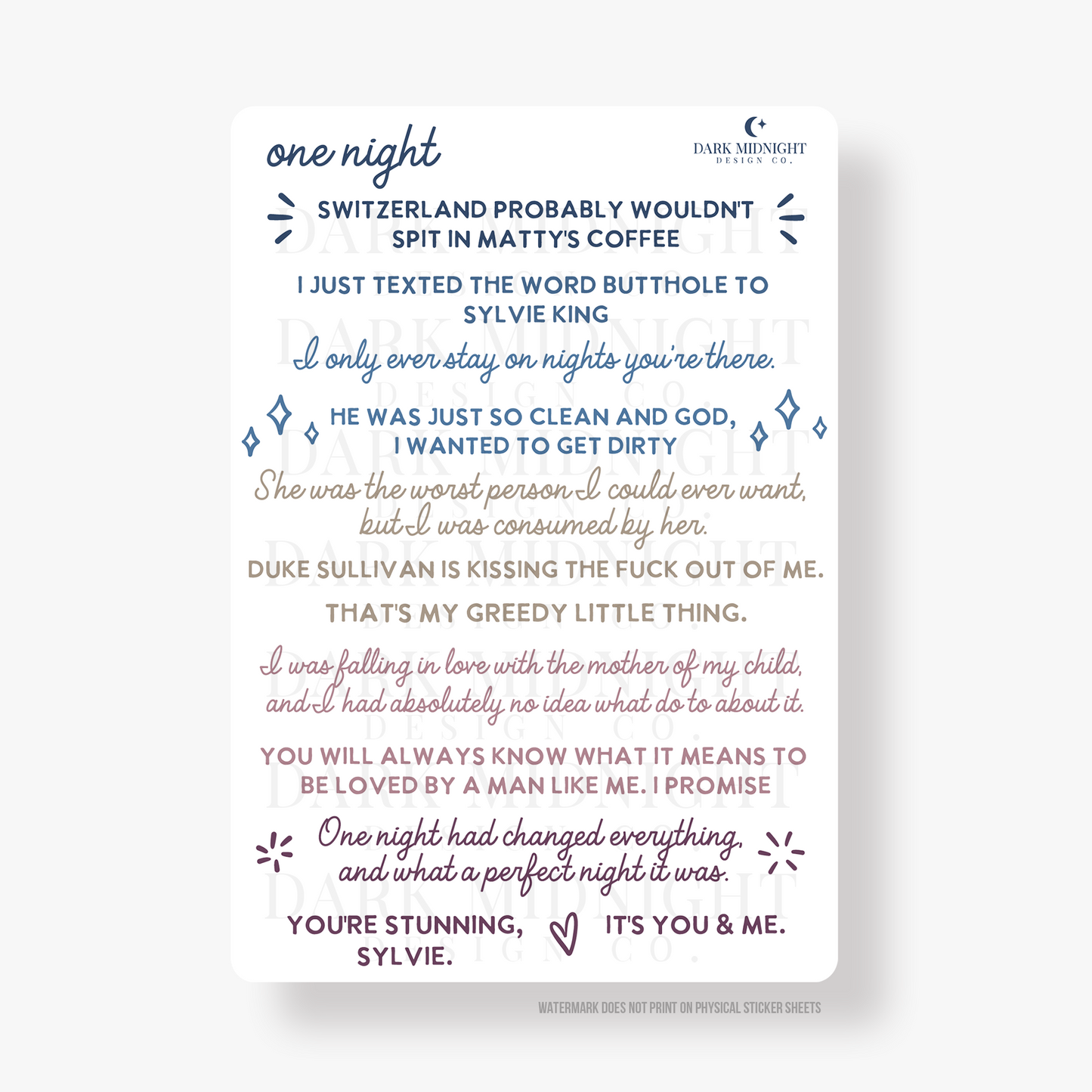 One Night Annotation Stickers - Officially Licensed Sullivan Family Series