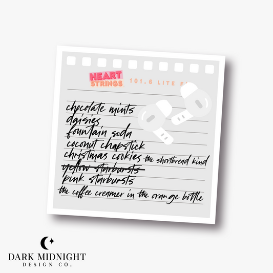 Aiden's Note Sticker - Officially Licensed Heartstrings Series