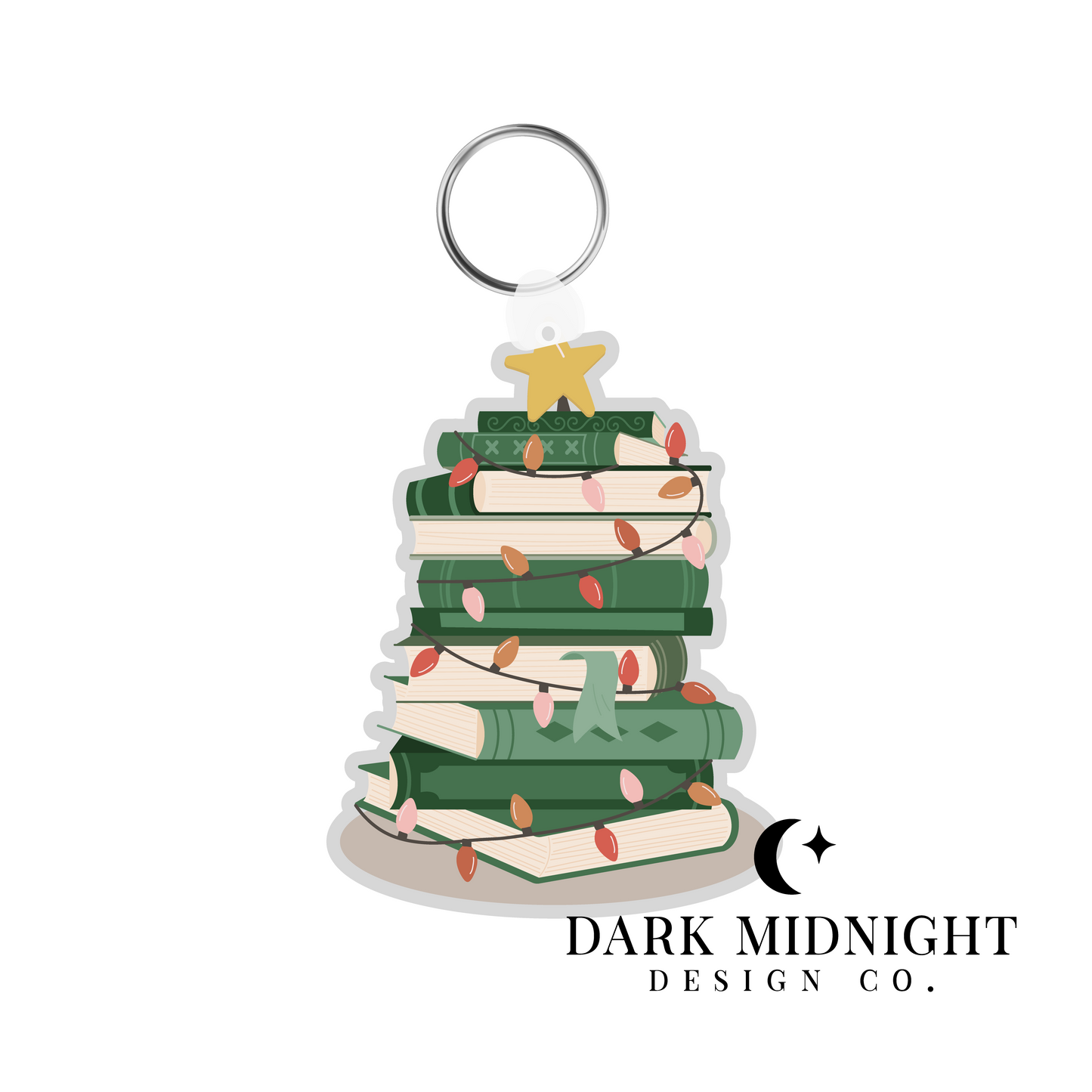 Holiday Tree Bookstack Keychain