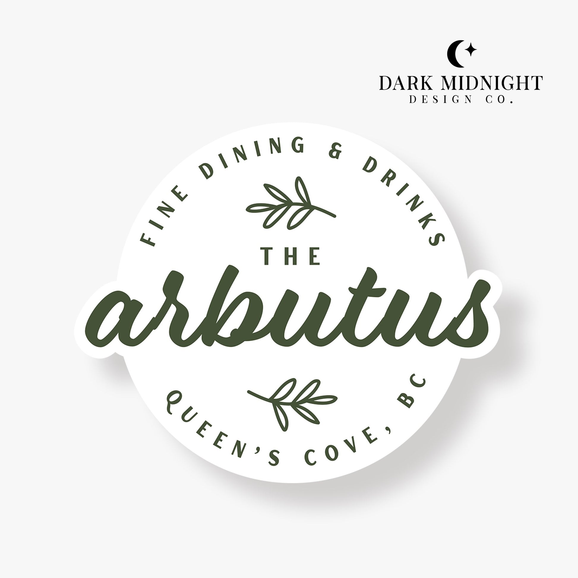 Arbutus Logo Sticker - Officially Licensed Queen's Cove Series - Dark Midnight Design Co