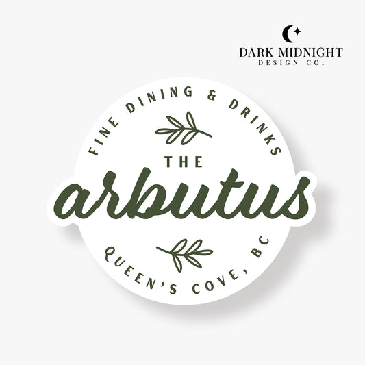 Arbutus Logo Sticker - Officially Licensed Queen's Cove Series - Dark Midnight Design Co