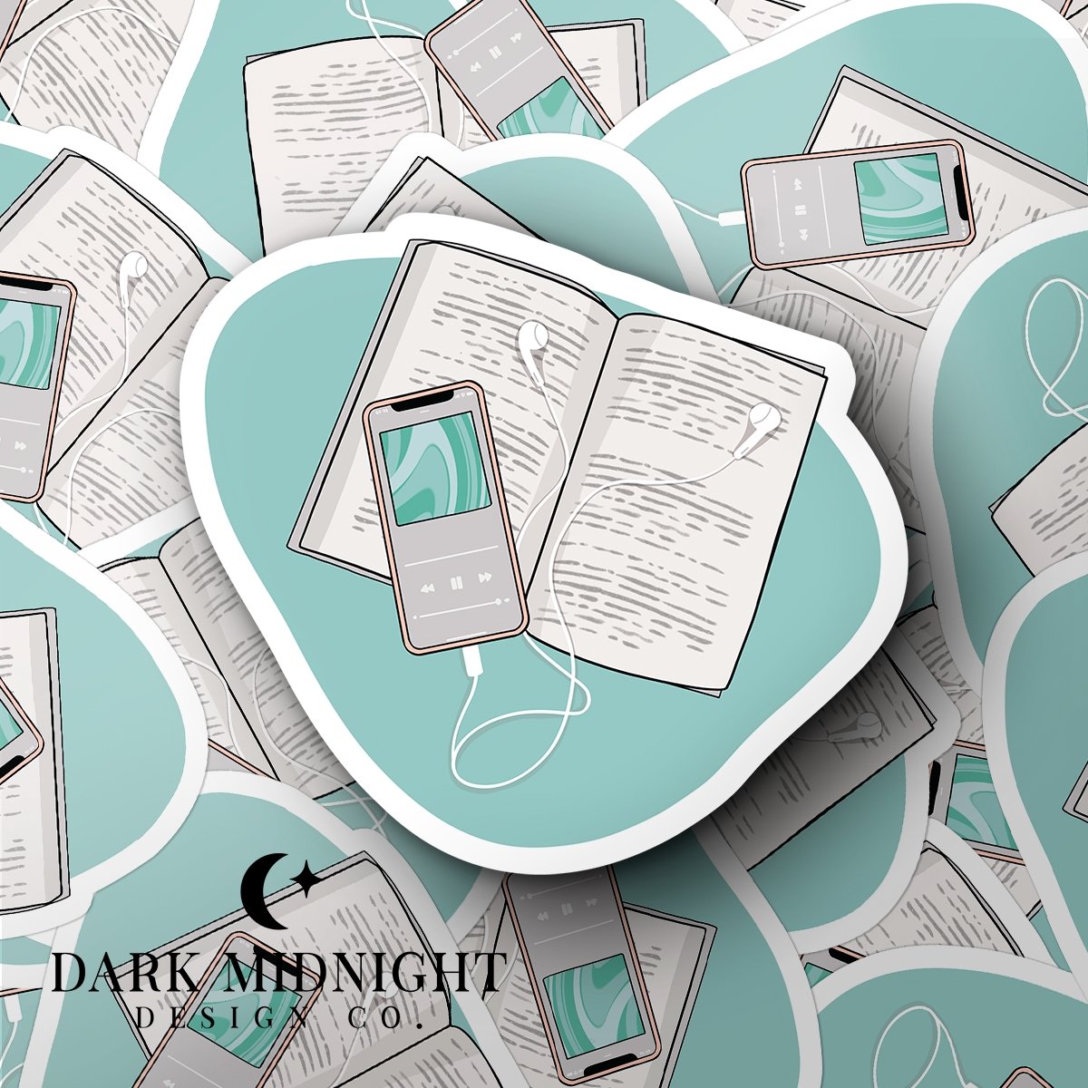 Book & Headphones - Bookish Annotation Sticker - Dark Midnight Design Co