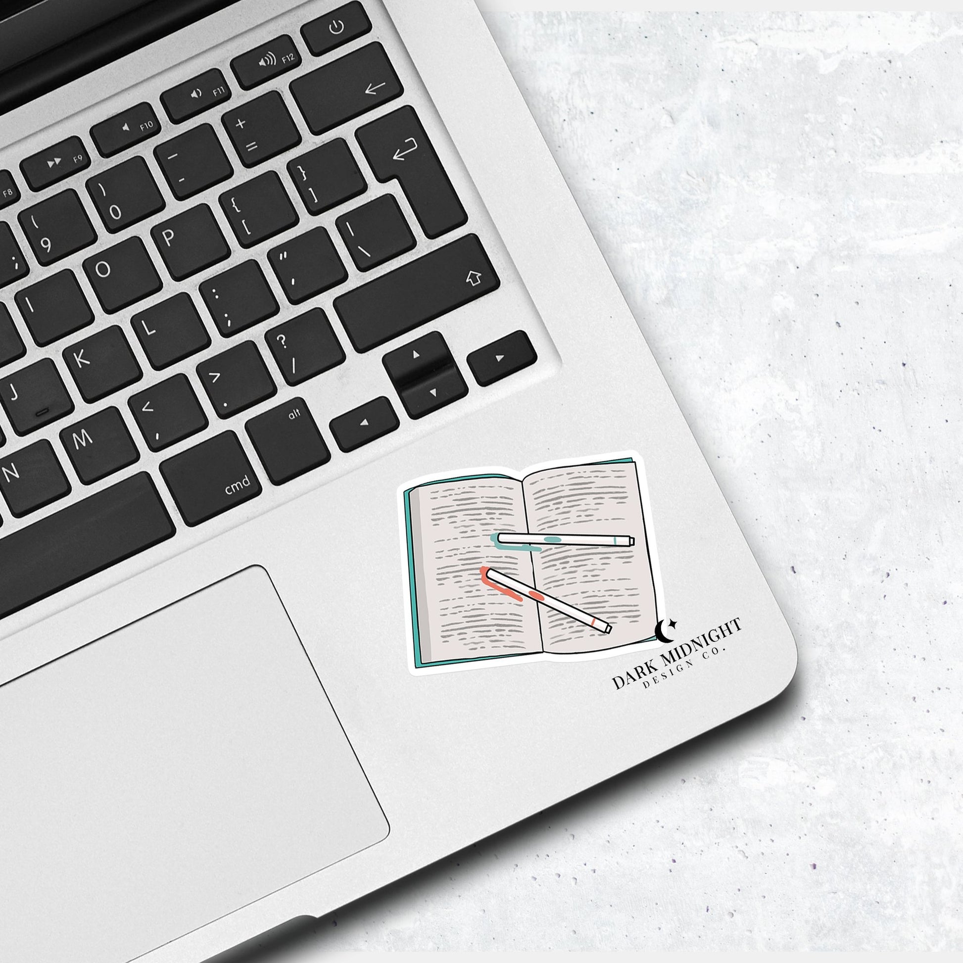 Book & Pens - Bookish Annotation Sticker - Dark Midnight Design Co