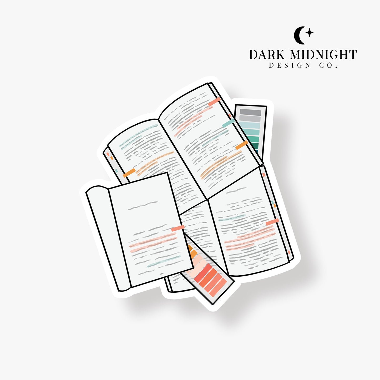 Book Pile - Bookish Annotation Sticker - Dark Midnight Design Co