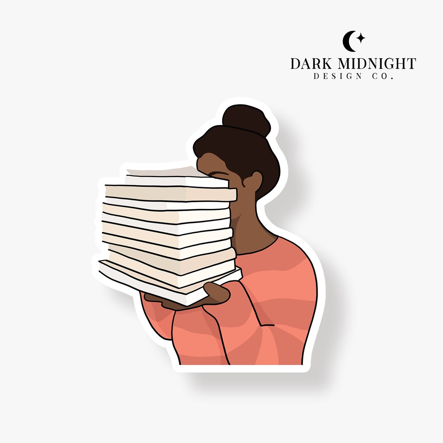 Bookstack & Girl - Bookish Annotation Sticker - Dark Midnight Design Co