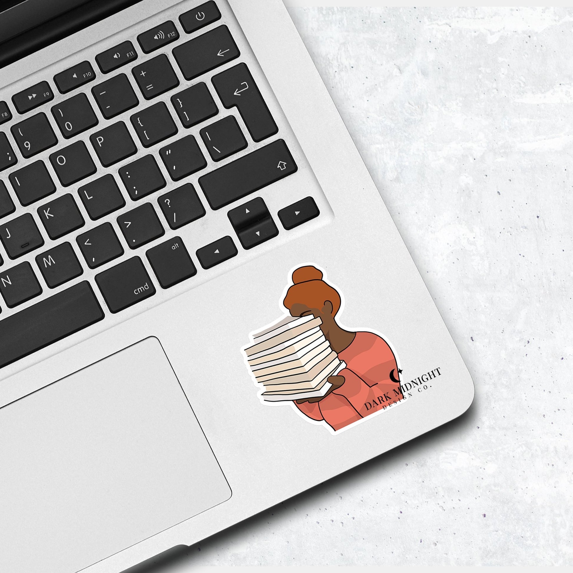Bookstack & Girl - Bookish Annotation Sticker - Dark Midnight Design Co