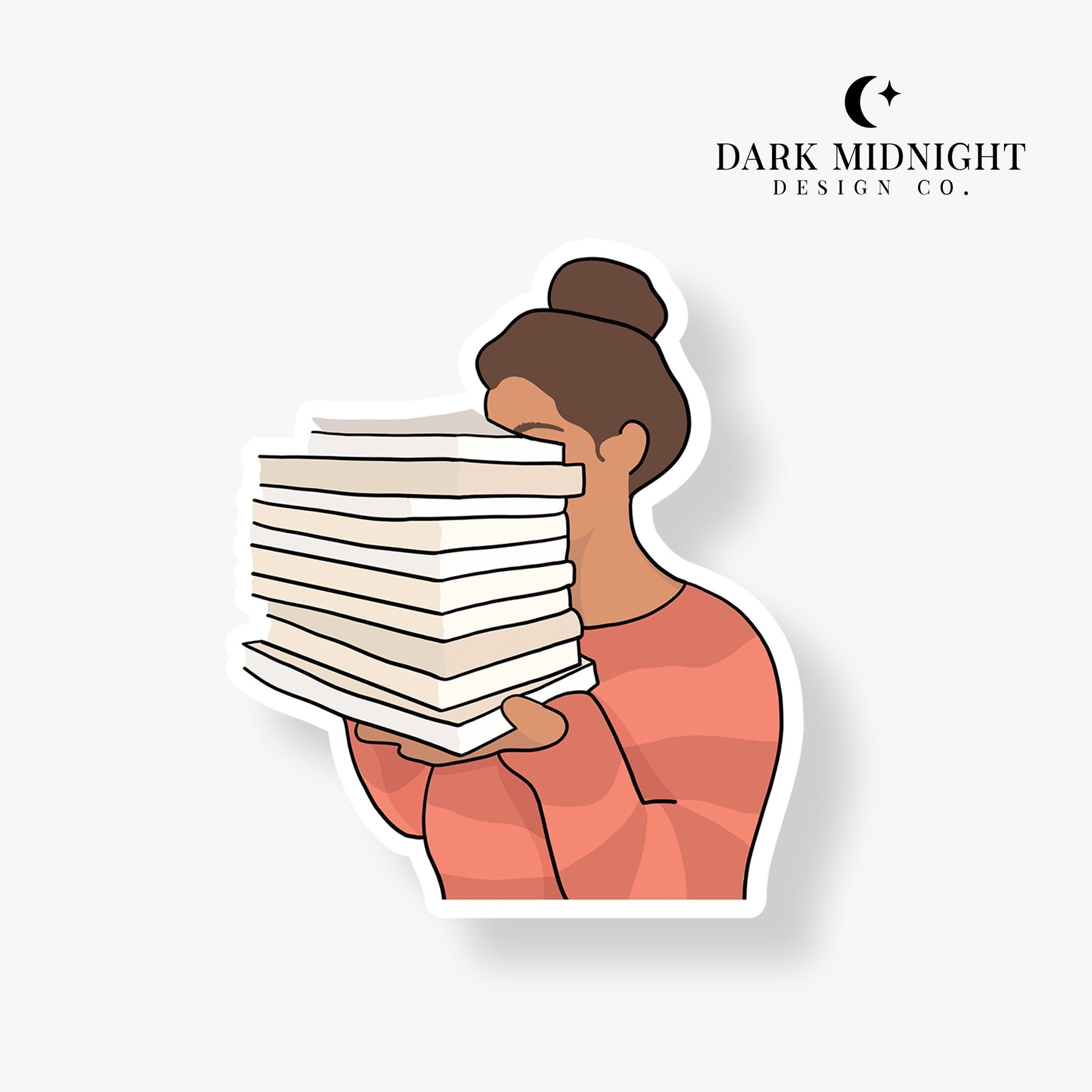 Bookstack & Girl - Bookish Annotation Sticker - Dark Midnight Design Co