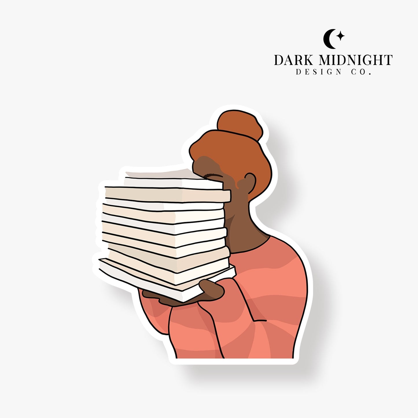 Bookstack & Girl - Bookish Annotation Sticker - Dark Midnight Design Co