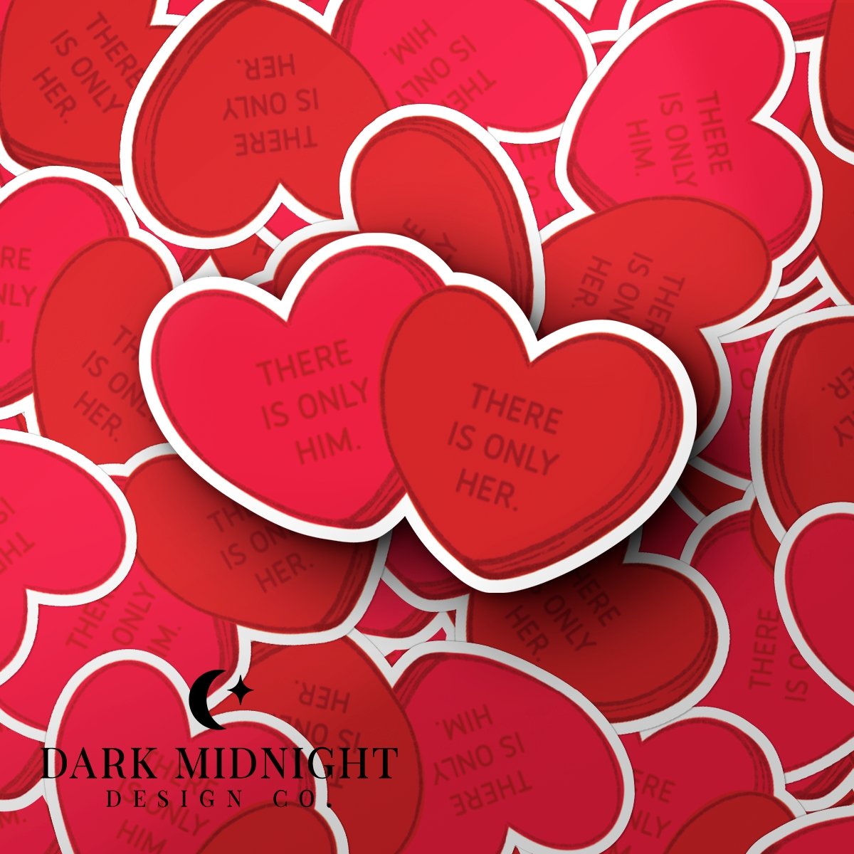 Candy Hearts - There Is Only Him - Darius Acrux & Tory Vega - Officially Licensed Zodiac Academy Sticker - Dark Midnight Design Co