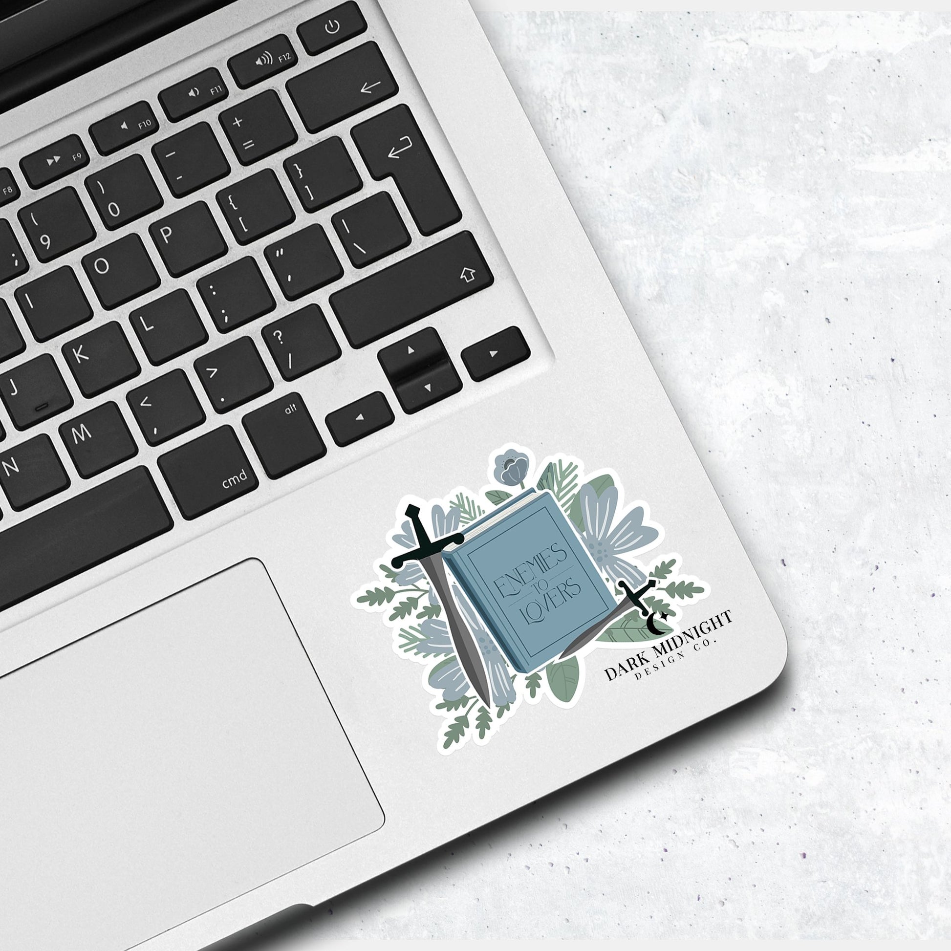 Enemies to Lovers - Floral Book Tropes Sticker - Dark Midnight Design Co