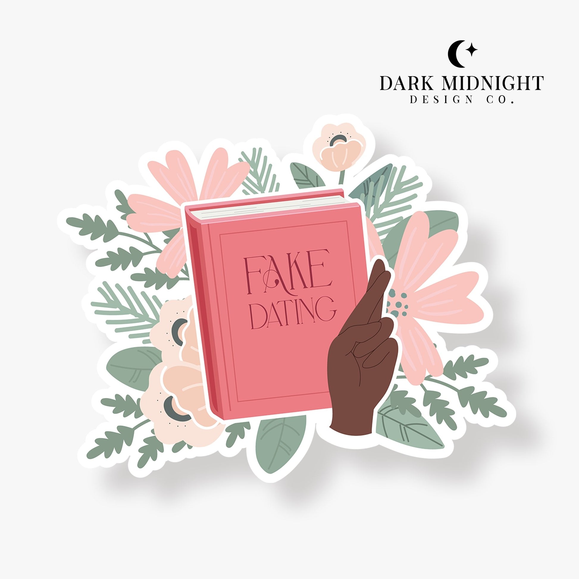 Fake Dating - Floral Book Tropes Sticker - Dark Midnight Design Co