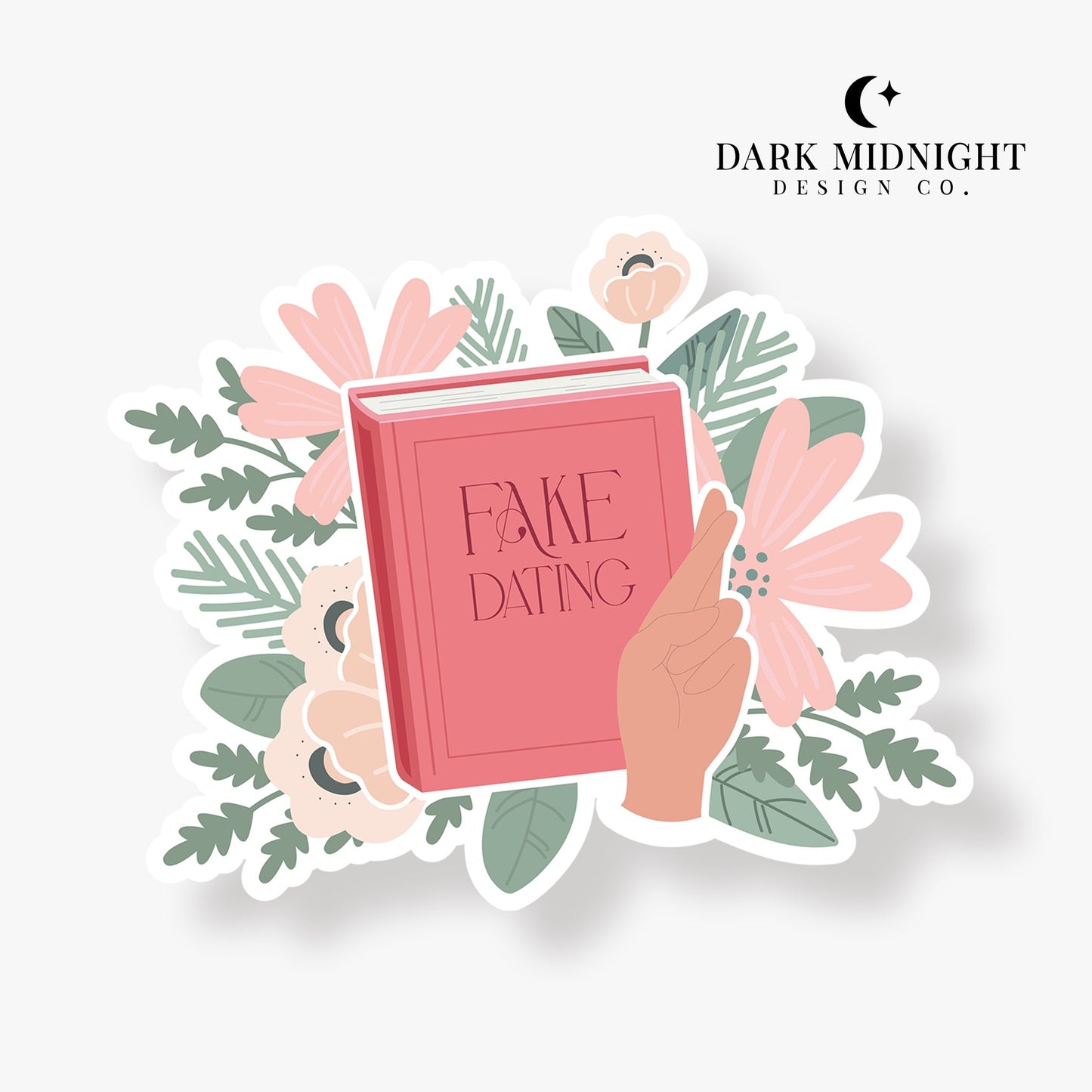 Fake Dating - Floral Book Tropes Sticker - Dark Midnight Design Co