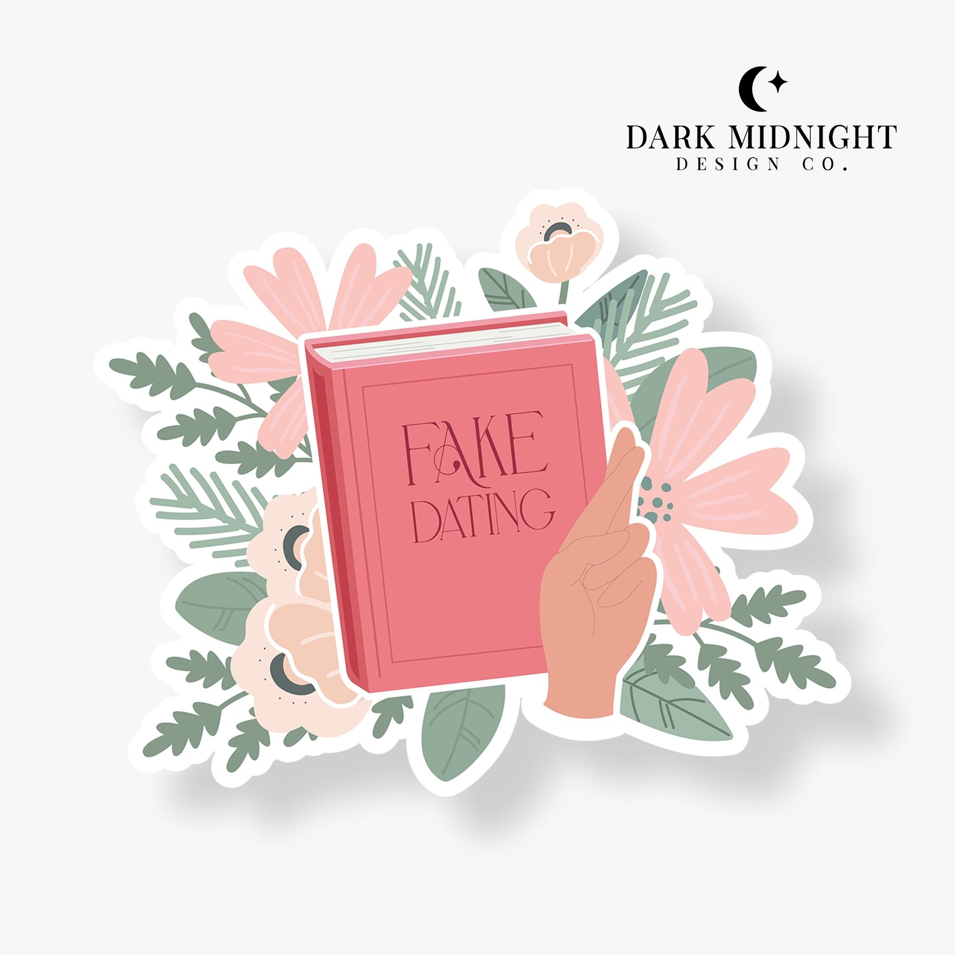 Fake Dating - Floral Book Tropes Sticker - Dark Midnight Design Co