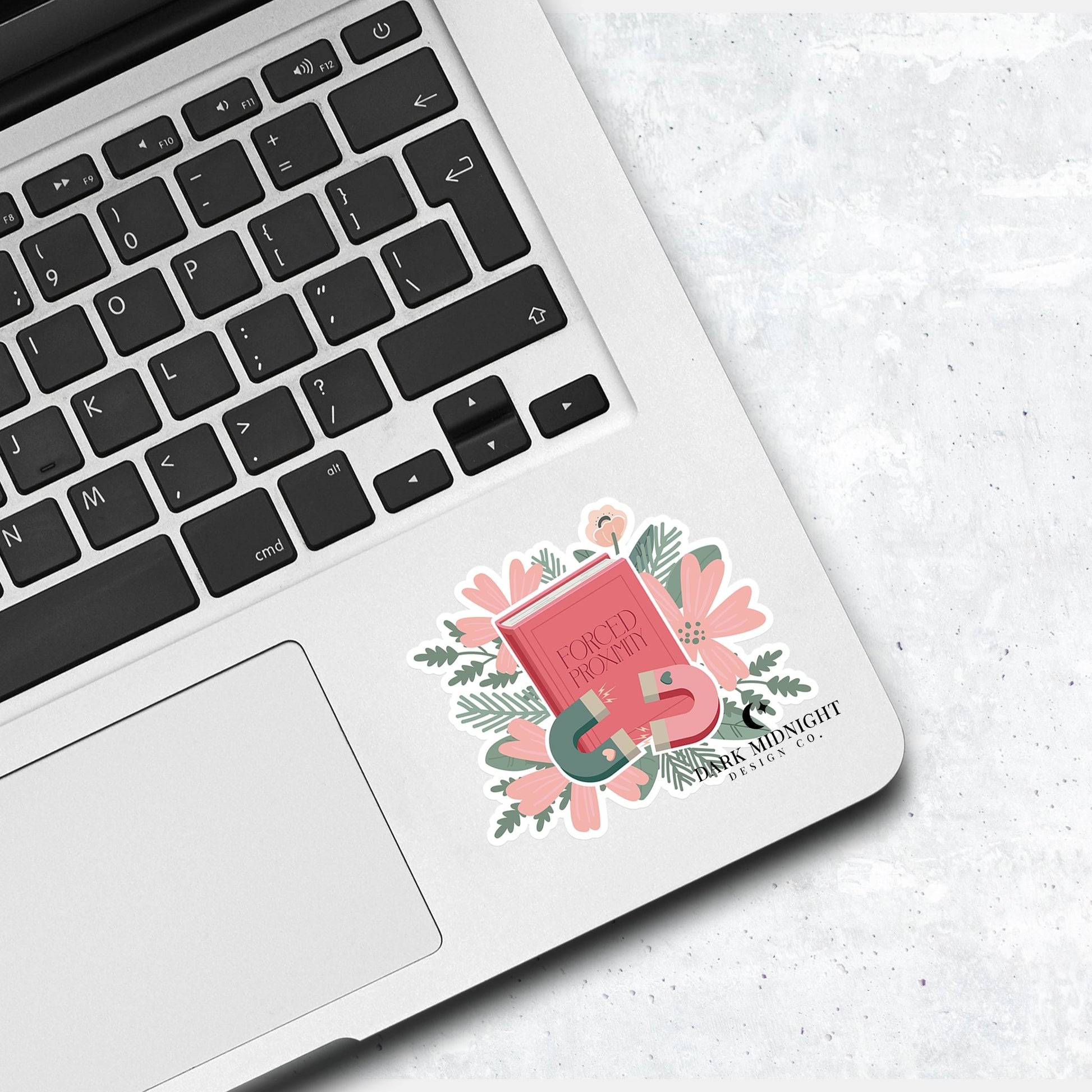 Forced Proximity - Floral Book Tropes Sticker - Dark Midnight Design Co