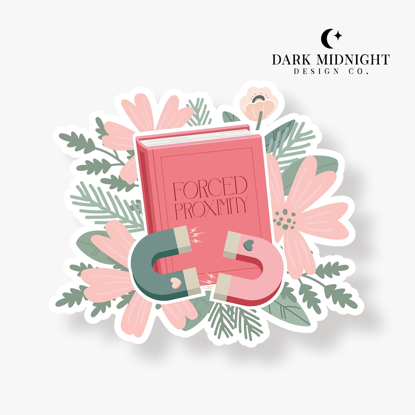 Forced Proximity - Floral Book Tropes Sticker - Dark Midnight Design Co