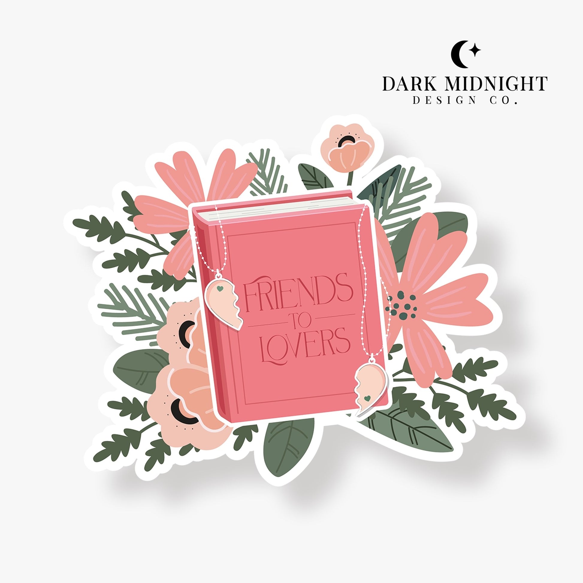 Friends to Lovers - Floral Book Tropes Sticker - Dark Midnight Design Co