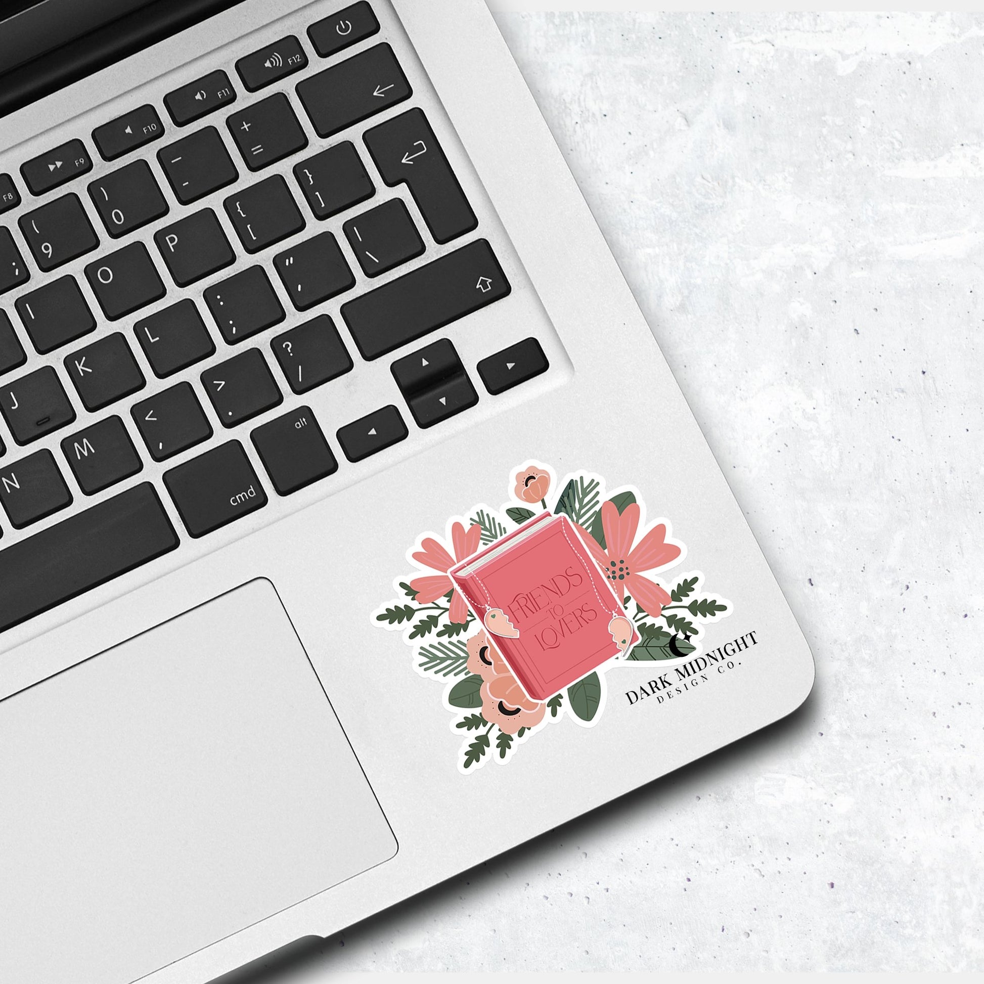 Friends to Lovers - Floral Book Tropes Sticker - Dark Midnight Design Co