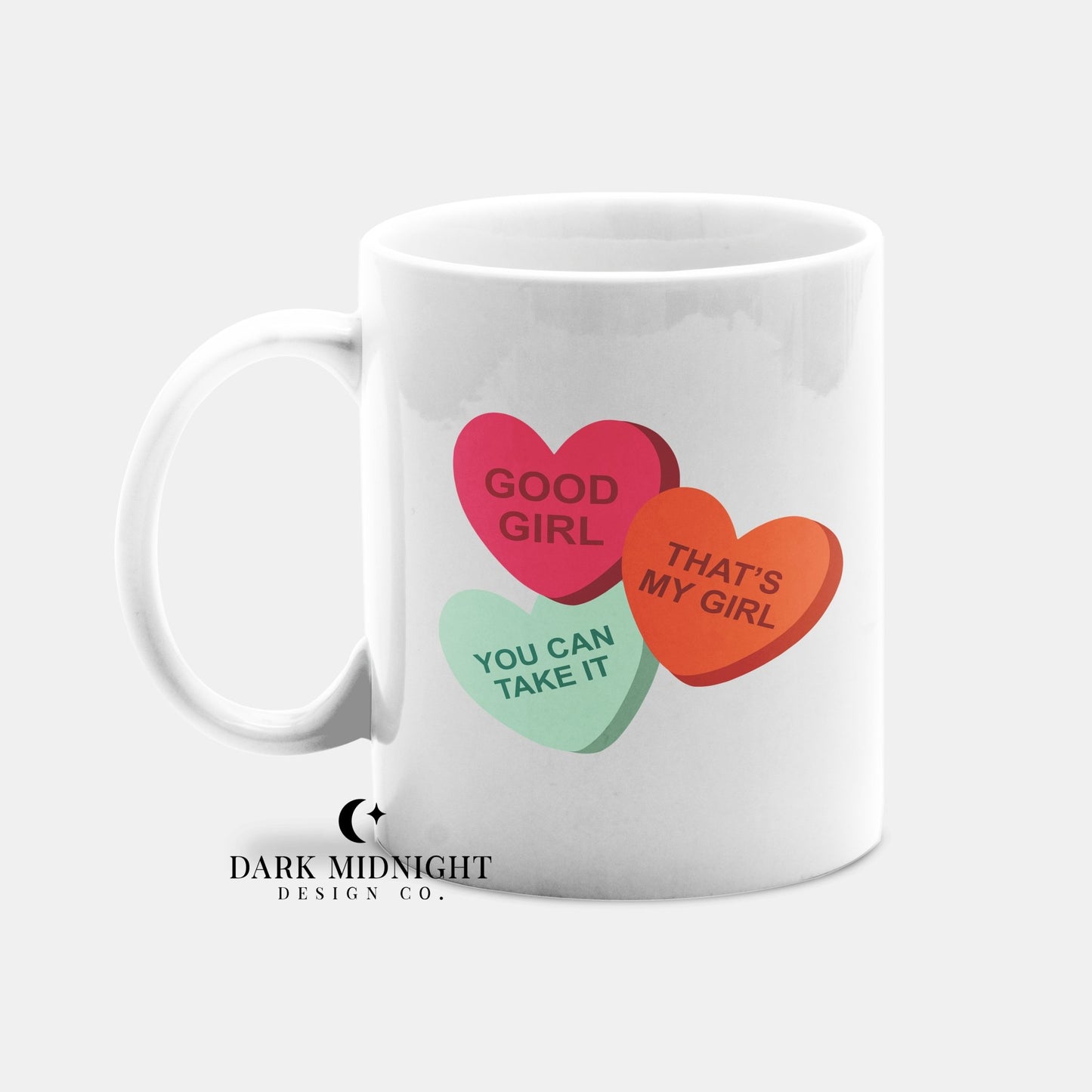 Good Girl Candy Hearts 15 oz Mug - Dark Midnight Design Co