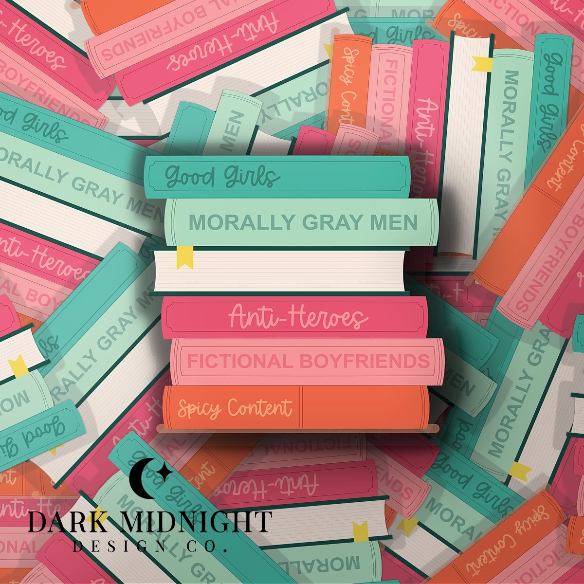 Good Girls Morally Gray Men Book Stack Sticker - Dark Midnight Design Co
