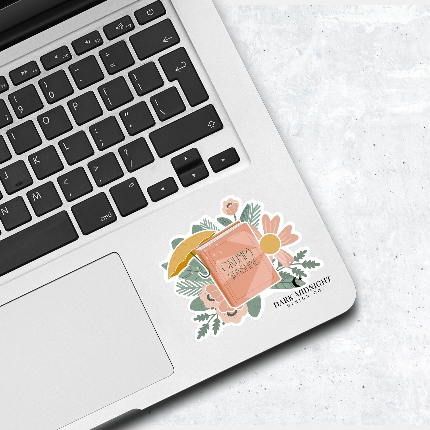 Grumpy Sunshine - Floral Book Tropes Sticker - Dark Midnight Design Co