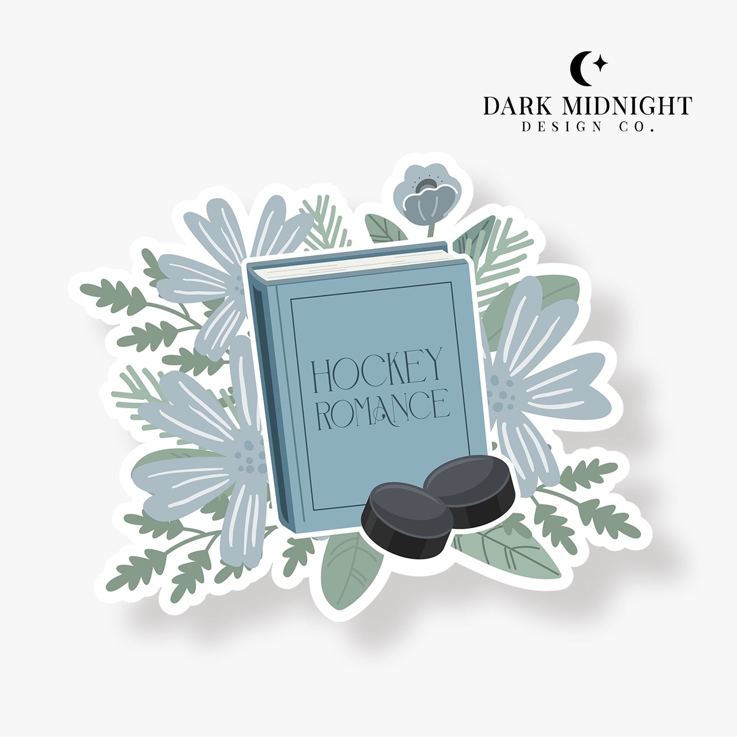 Hockey Romance - Floral Book Tropes Sticker - Dark Midnight Design Co