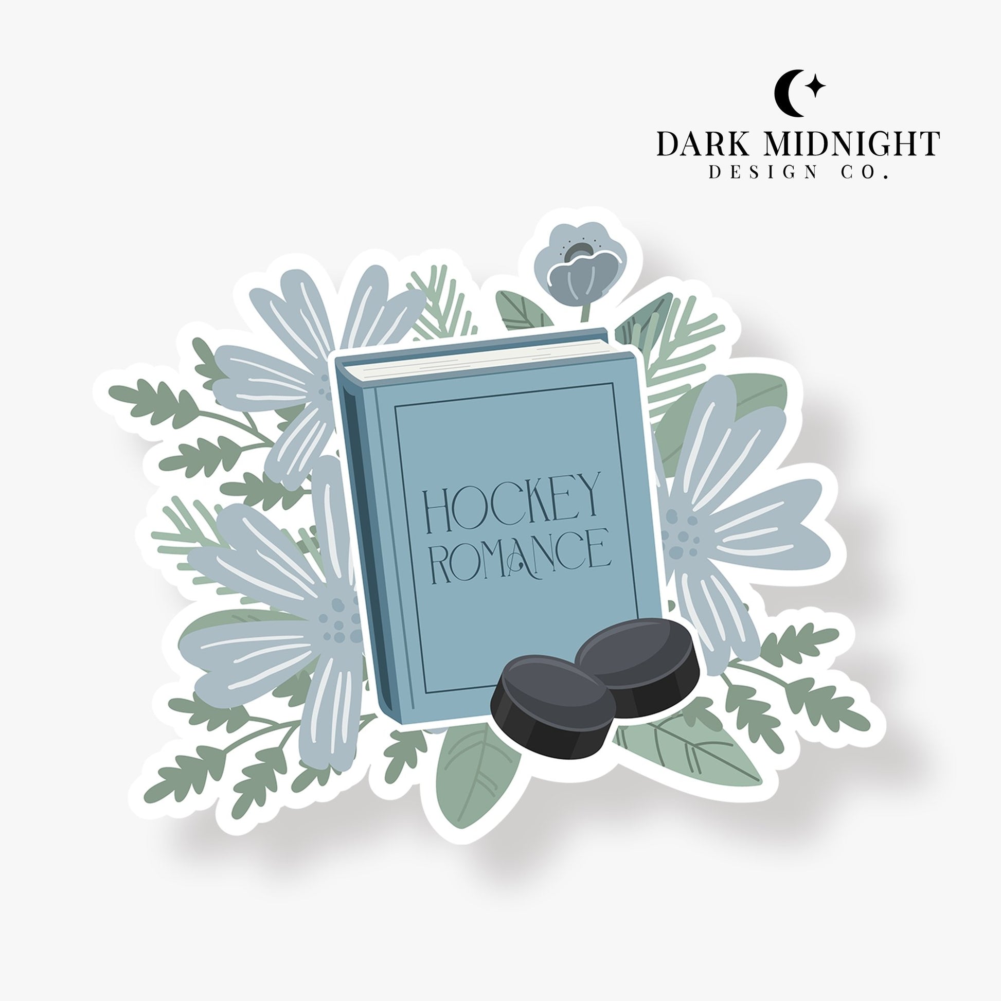 Hockey Romance - Floral Book Tropes Sticker - Dark Midnight Design Co