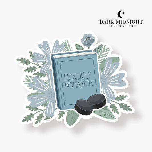 Hockey Romance - Floral Book Tropes Sticker - Dark Midnight Design Co