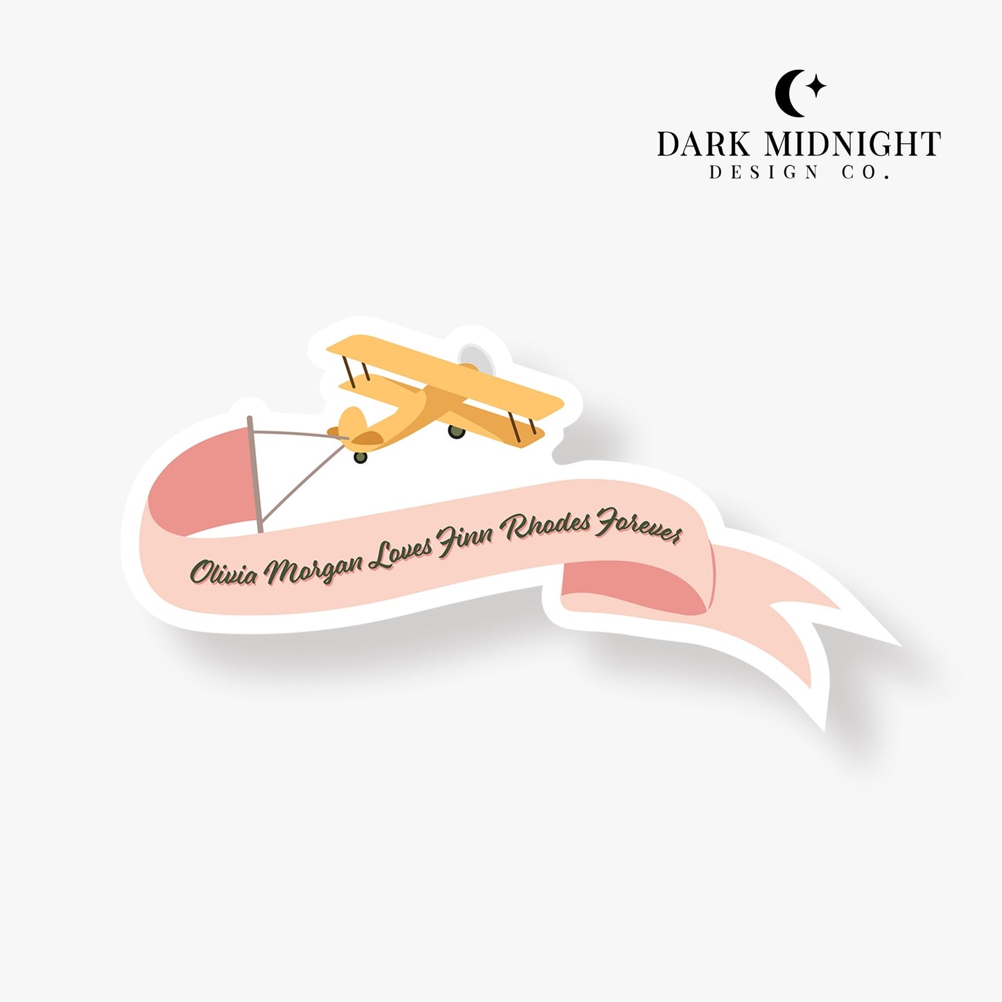 Olivia Loves Finn Plane Sticker - Officially Licensed Queen's Cove Series - Dark Midnight Design Co