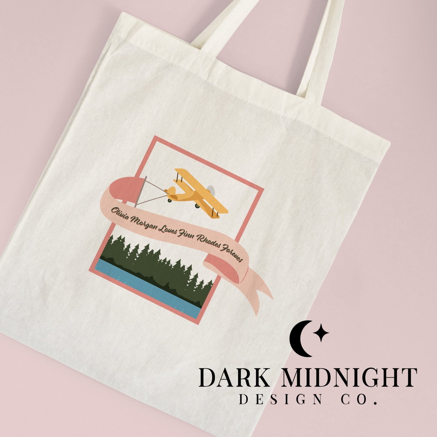 Olivia Loves Finn Plane Tote - Officially Licensed Queen's Cove Series - Dark Midnight Design Co