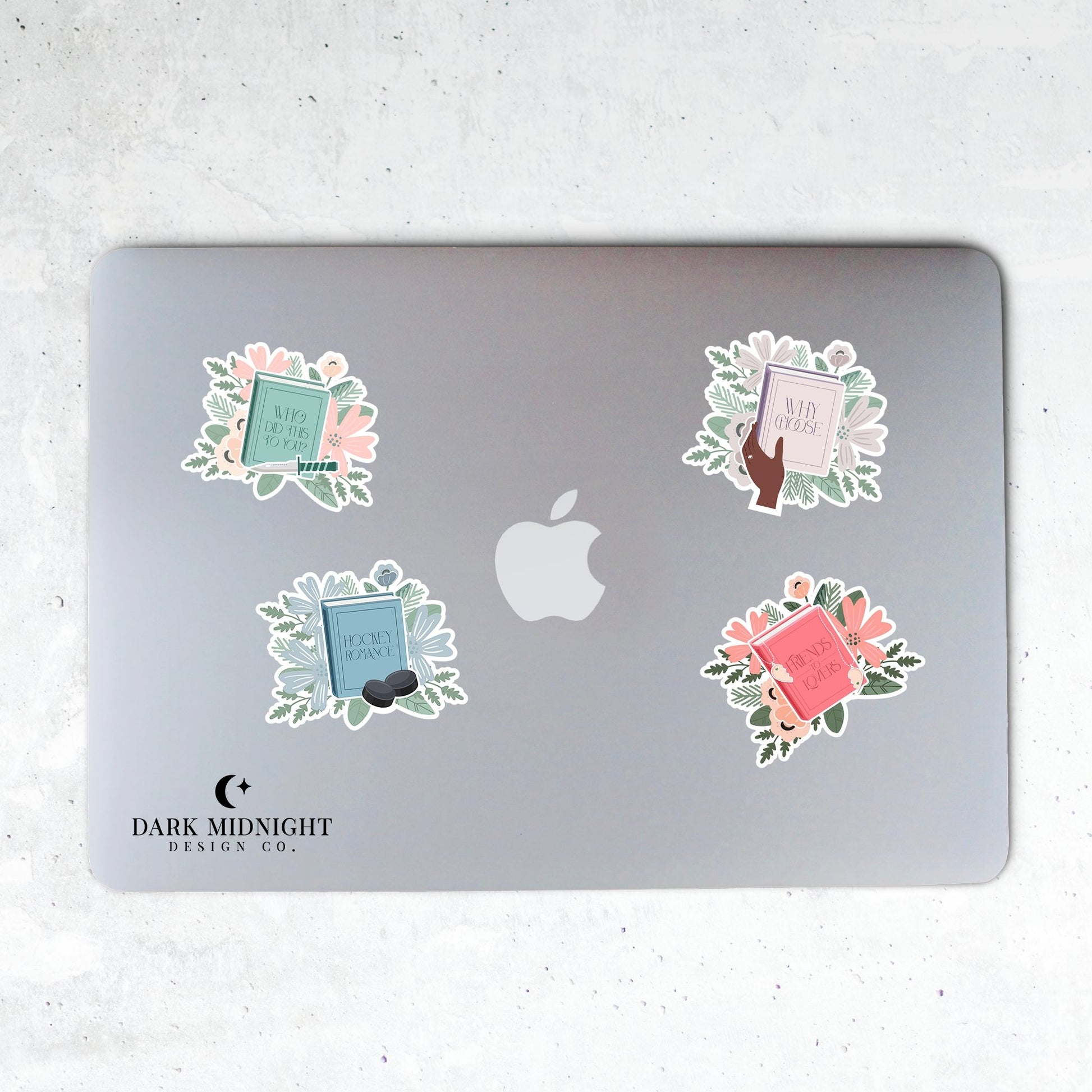 Only One Bed - Floral Book Tropes Sticker - Dark Midnight Design Co