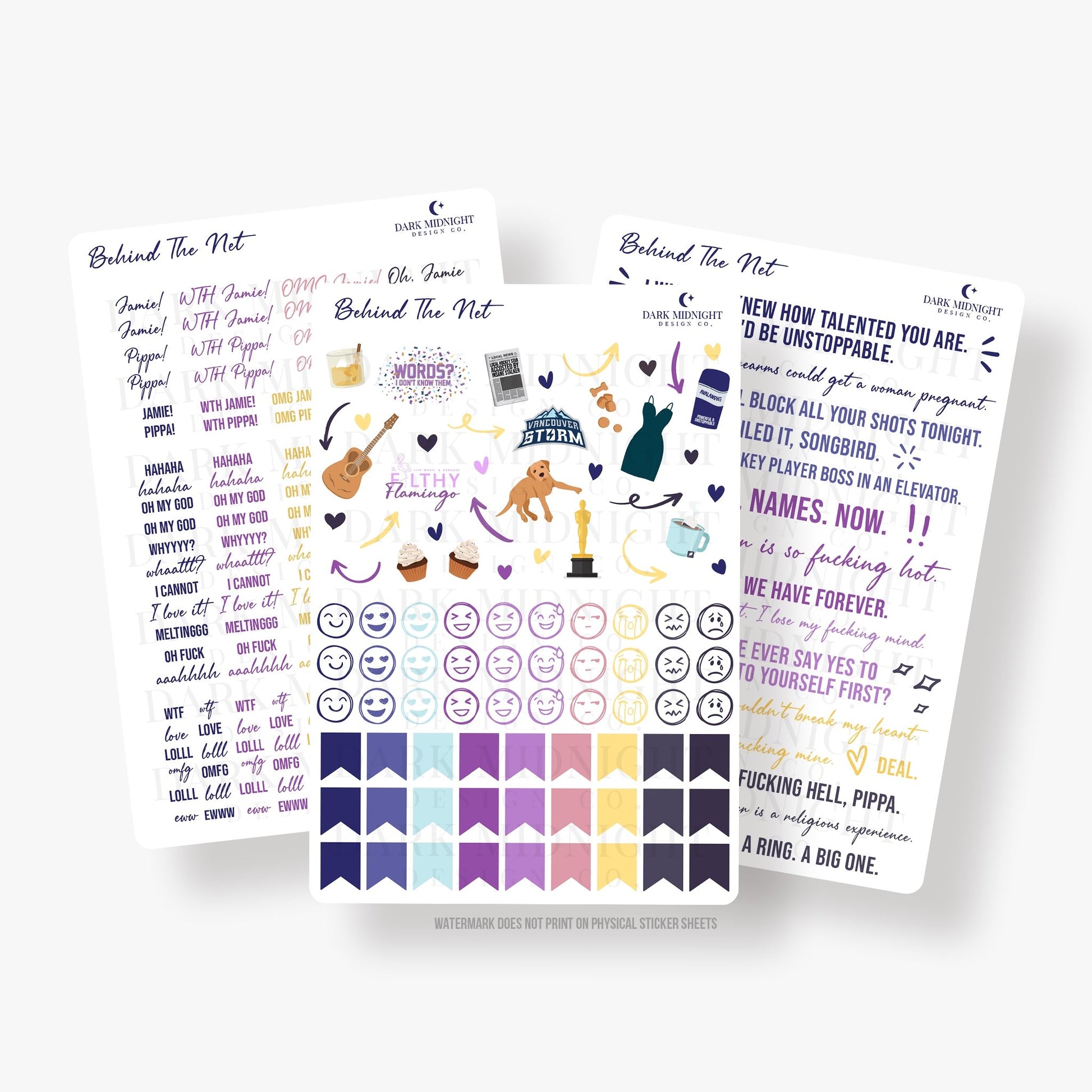 Pre-Order: Behind The Net Annotation Sticker Kit - Officially Licensed Vancouver Storm Series - Dark Midnight Design Co