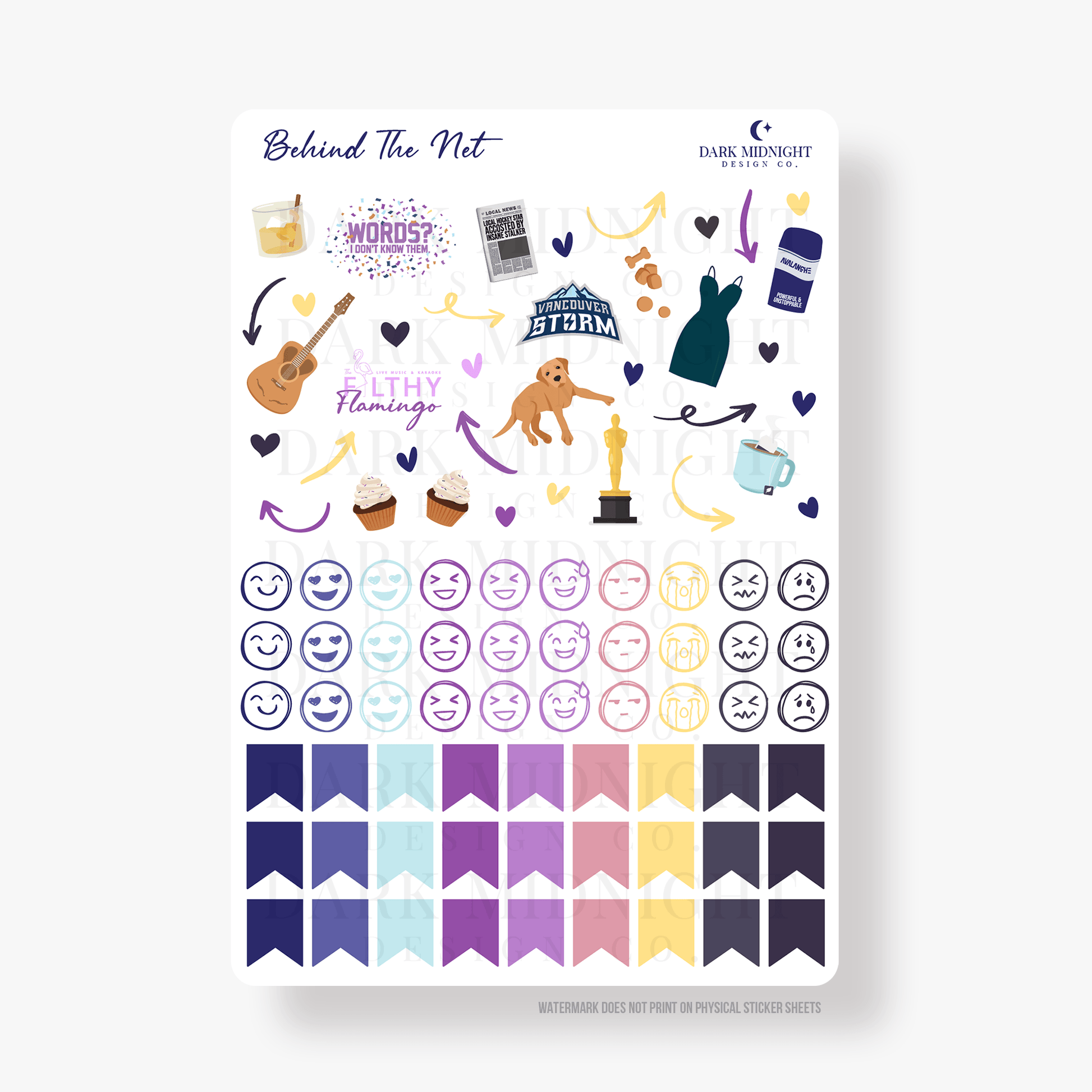 Pre-Order: Behind The Net Annotation Sticker Kit - Officially Licensed Vancouver Storm Series - Dark Midnight Design Co