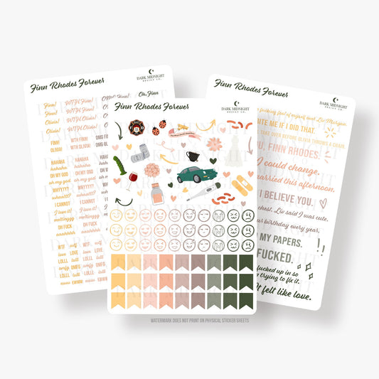 Pre-Order: Finn Rhodes Forever Annotation Stickers - Officially Licensed Queen's Cove Series - Dark Midnight Design Co