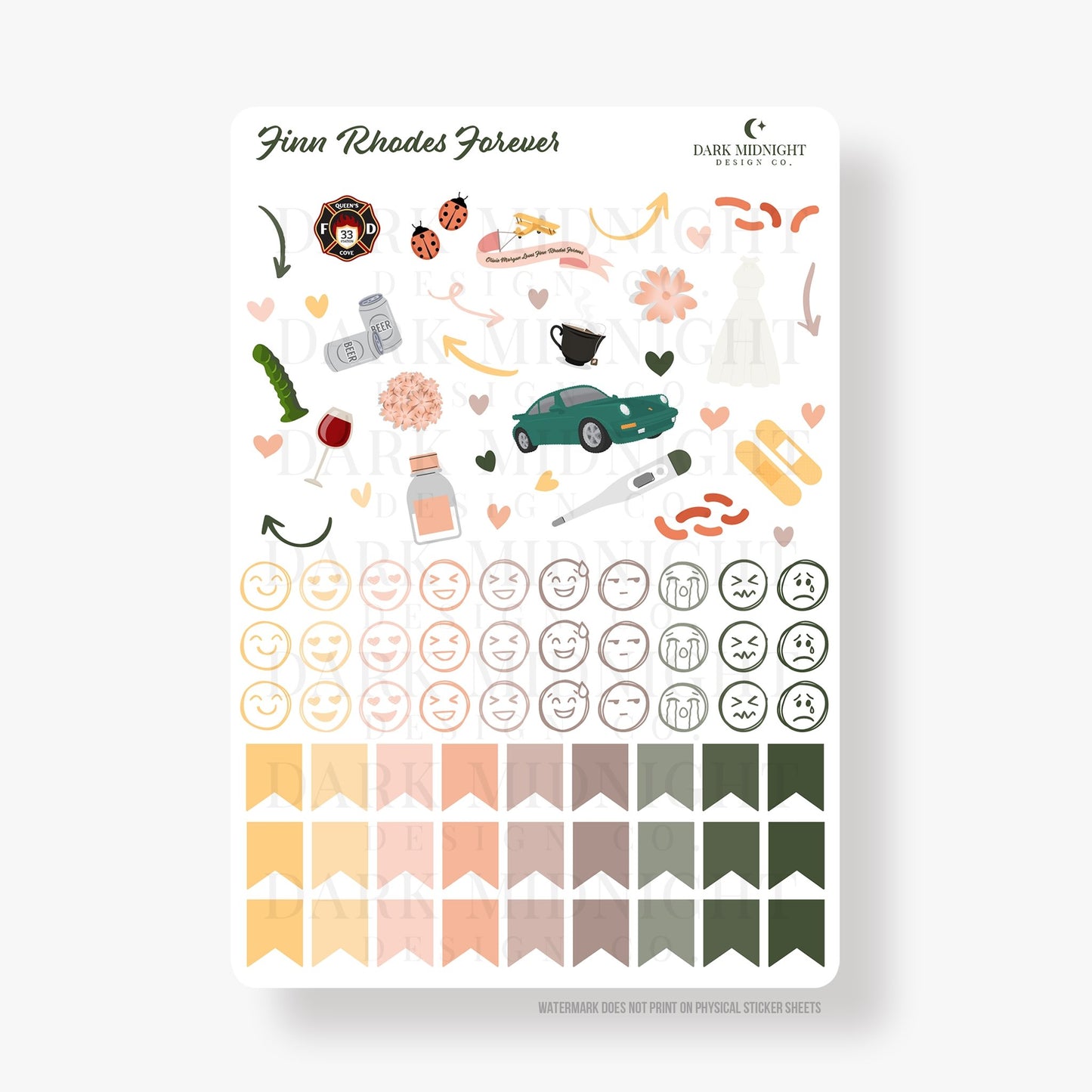 Pre-Order: Finn Rhodes Forever Annotation Stickers - Officially Licensed Queen's Cove Series - Dark Midnight Design Co