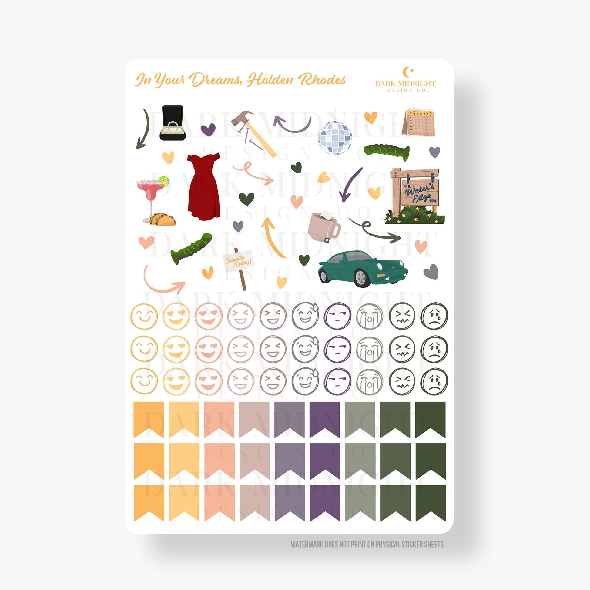 Pre-Order: In Your Dreams, Holden Rhodes Annotation Sticker Kit - Officially Licensed Queen's Cove Series - Dark Midnight Design Co