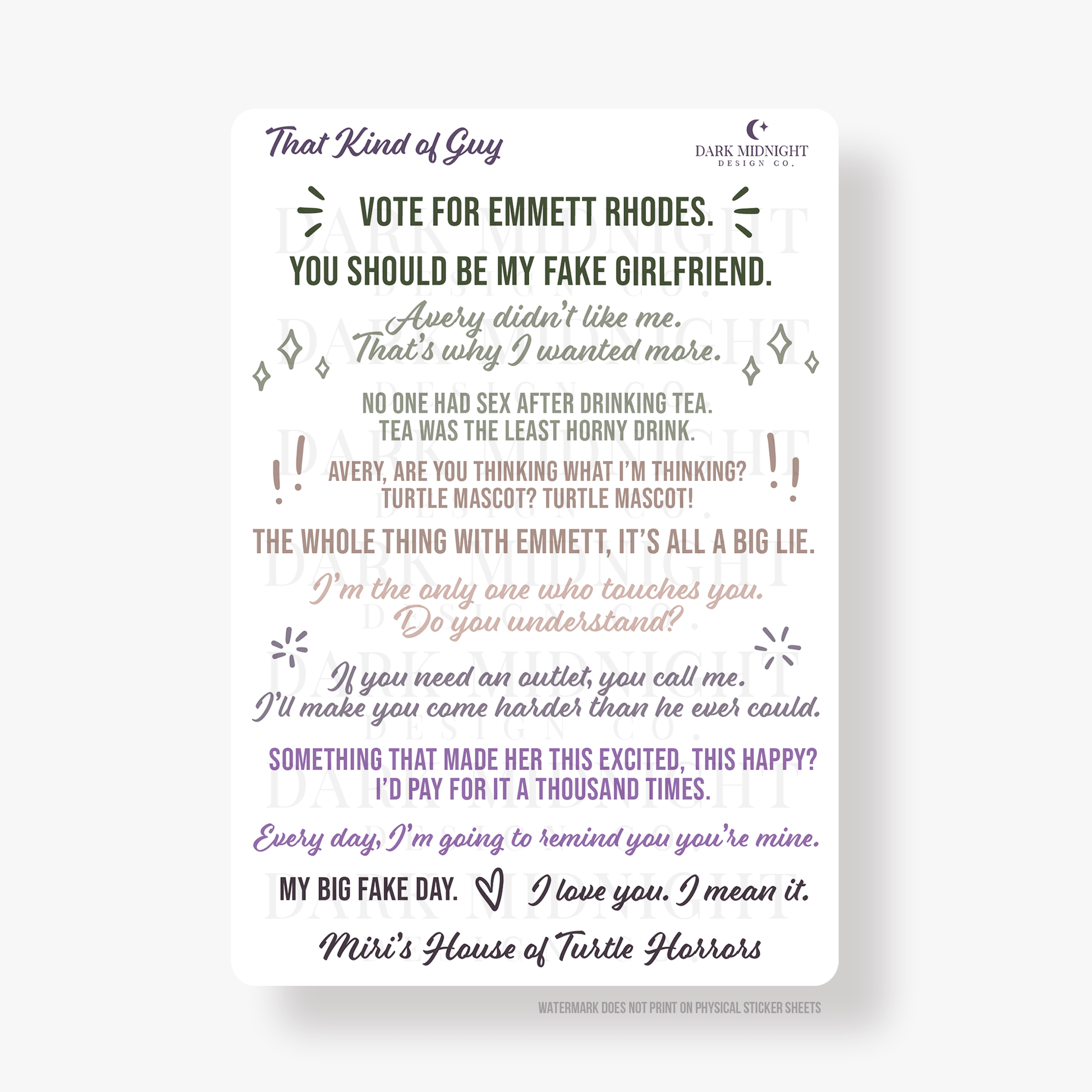 Pre-Order: That Kind of Guy Annotation Stickers - Officially Licensed Queen's Cove Series - Dark Midnight Design Co