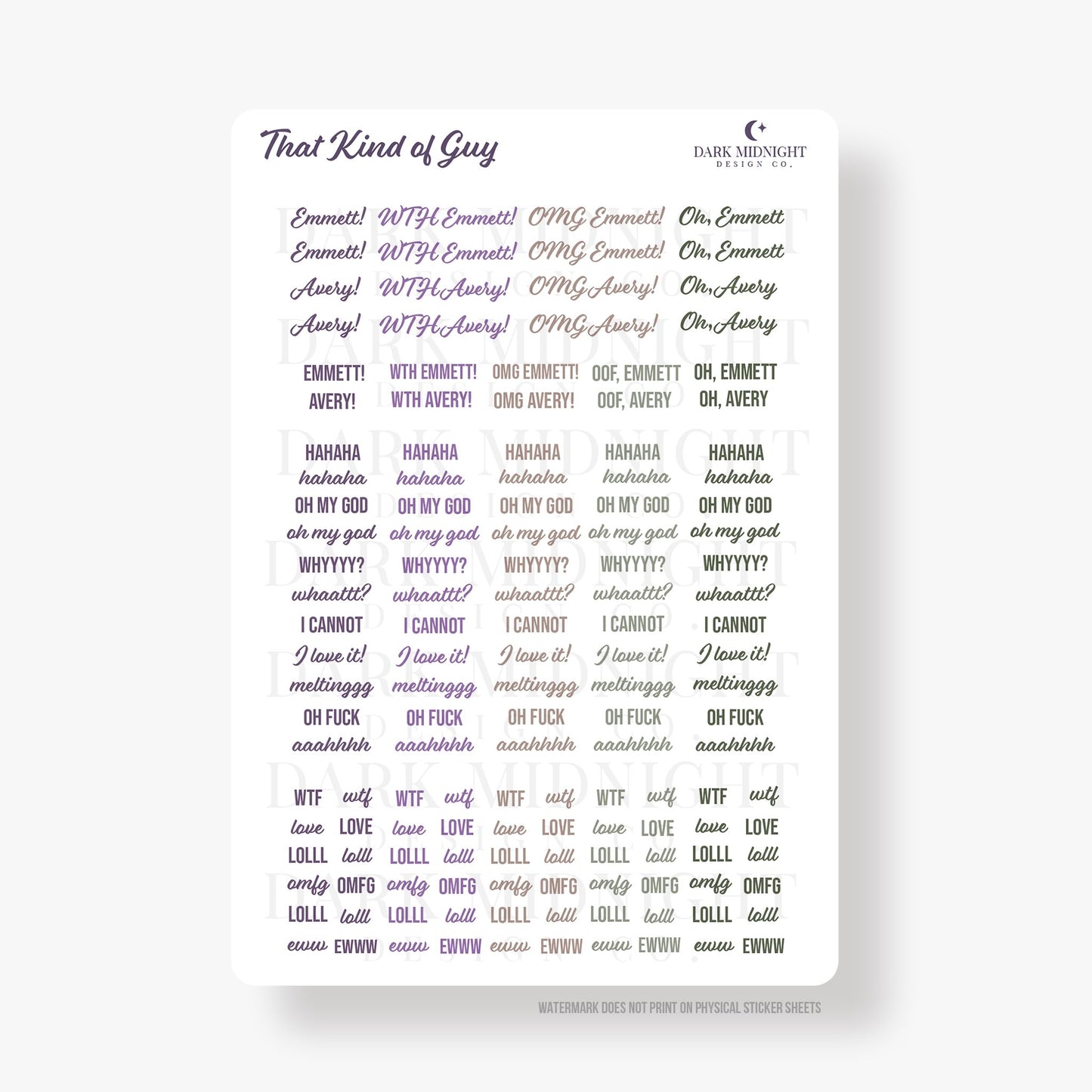 Pre-Order: That Kind of Guy Annotation Stickers - Officially Licensed Queen's Cove Series - Dark Midnight Design Co