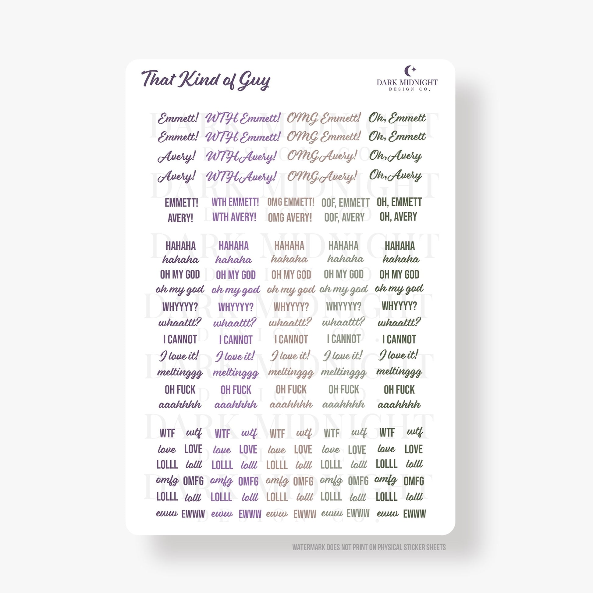 Pre-Order: That Kind of Guy Annotation Stickers - Officially Licensed Queen's Cove Series - Dark Midnight Design Co