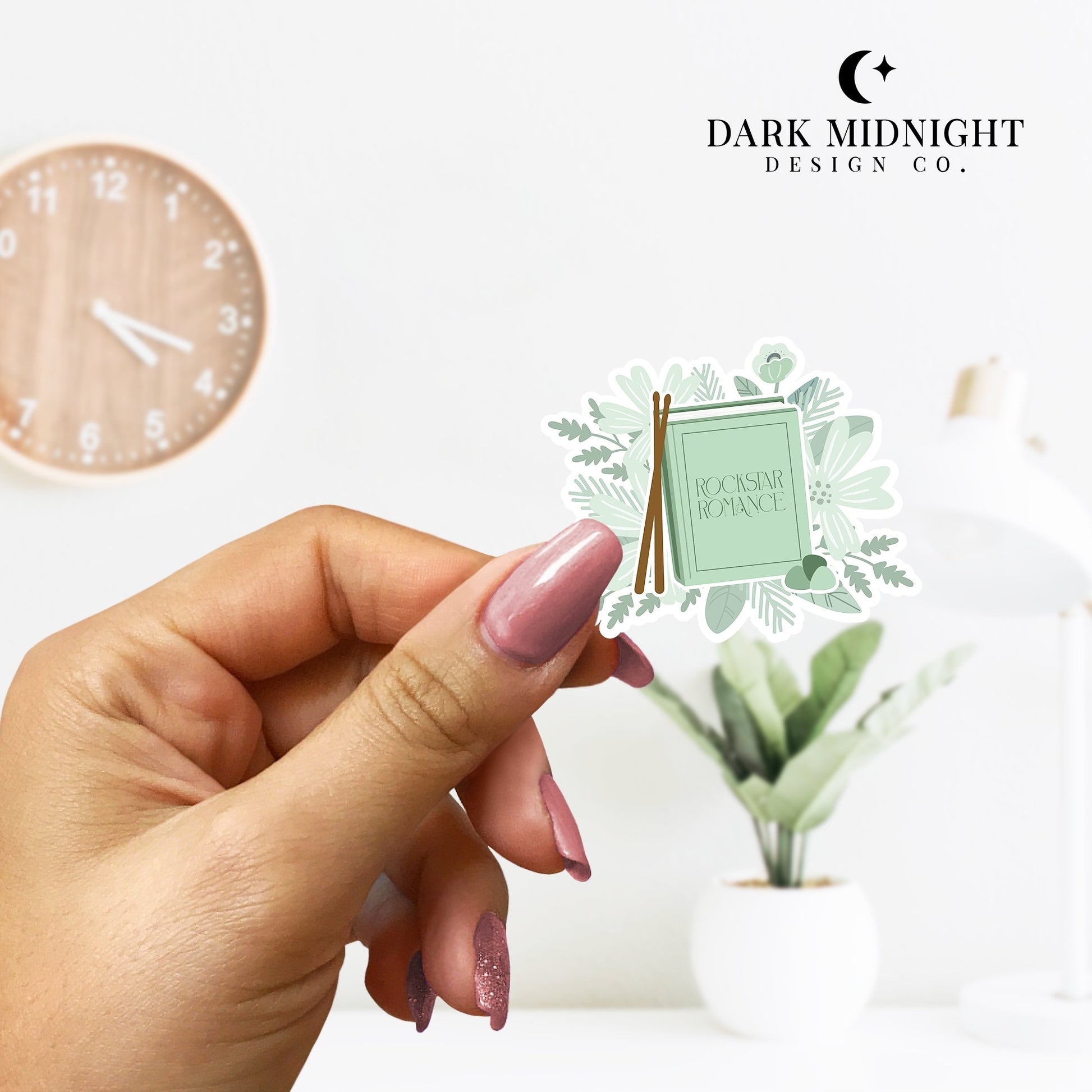 Rockstar Romance - Floral Book Tropes Sticker - Dark Midnight Design Co