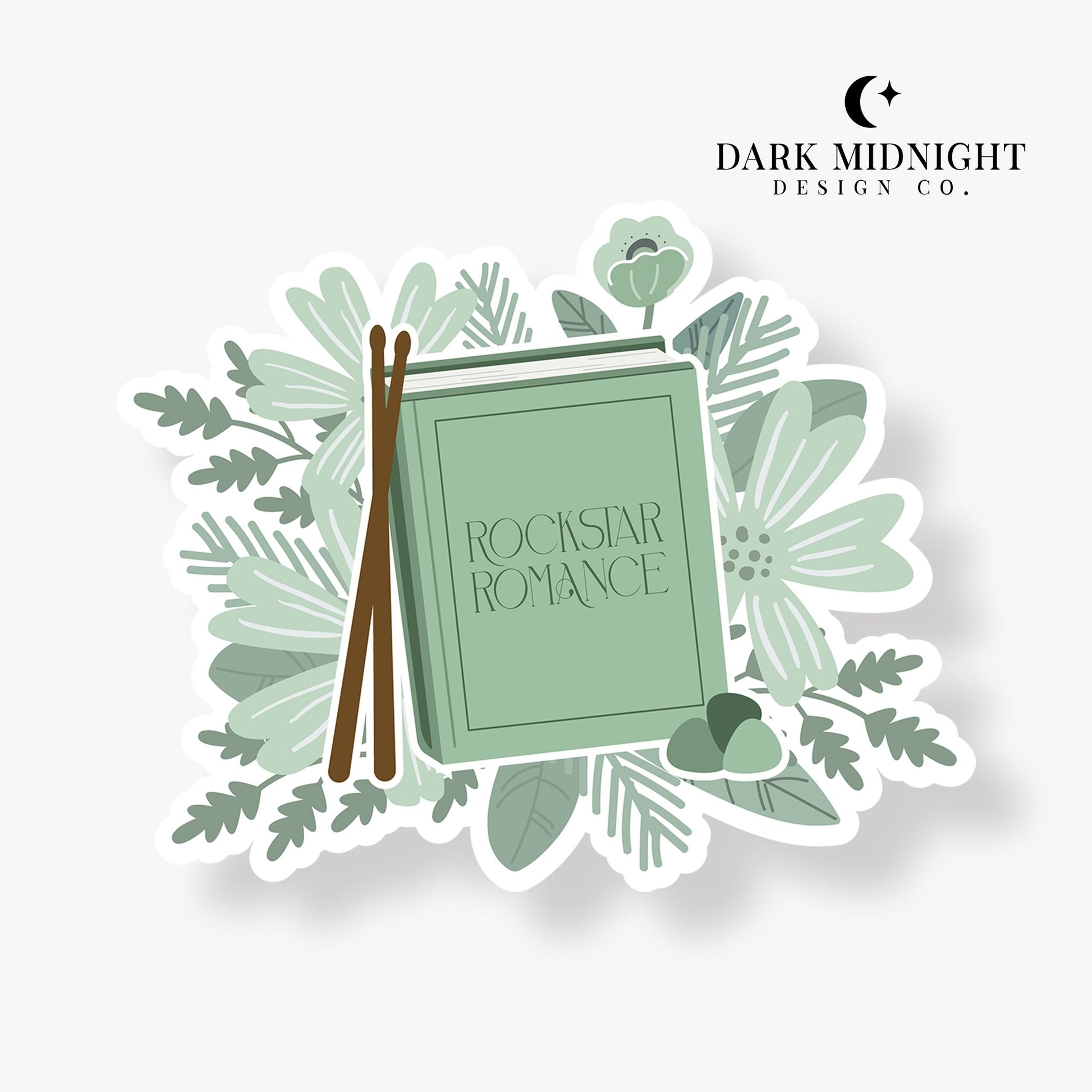 Rockstar Romance - Floral Book Tropes Sticker - Dark Midnight Design Co