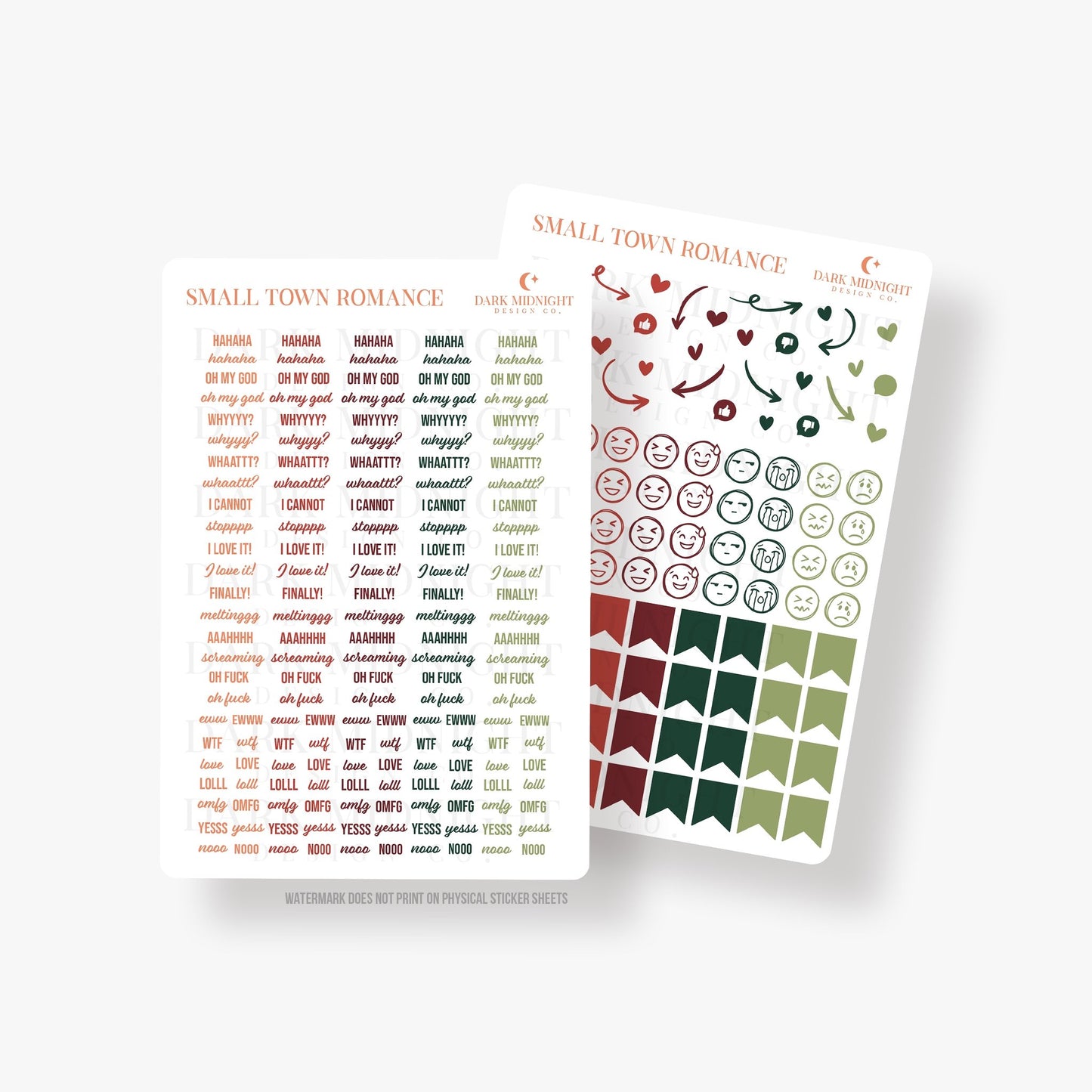 Small Town Romance - Jewel Tone Text and Reaction Annotation Stickers - Dark Midnight Design Co