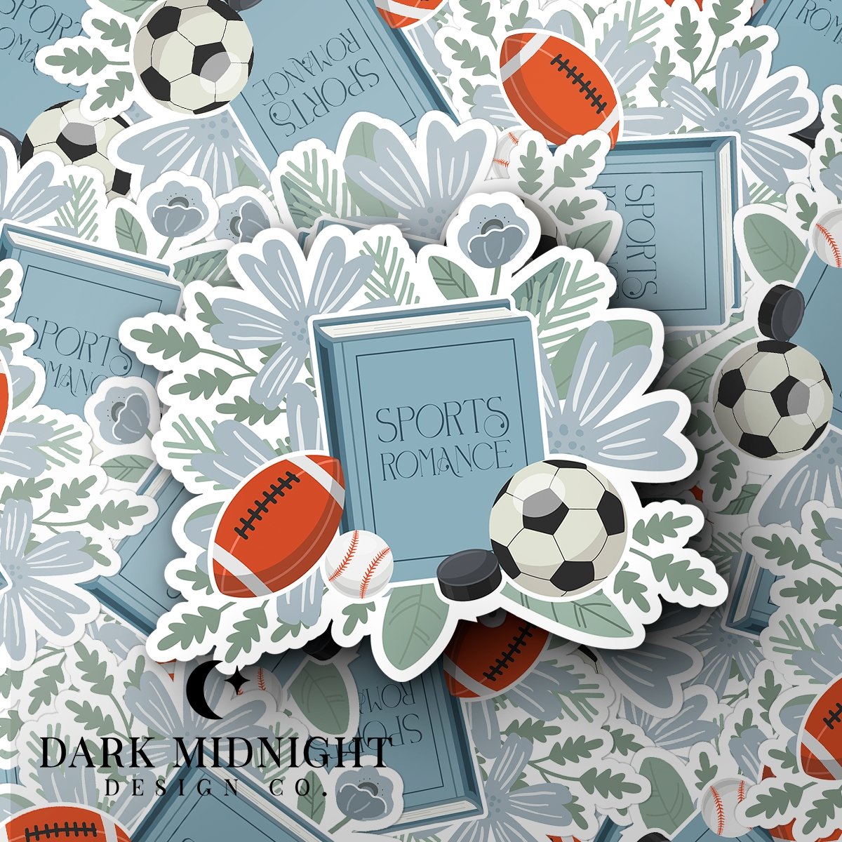 Sports Romance - Floral Book Tropes Sticker - Dark Midnight Design Co