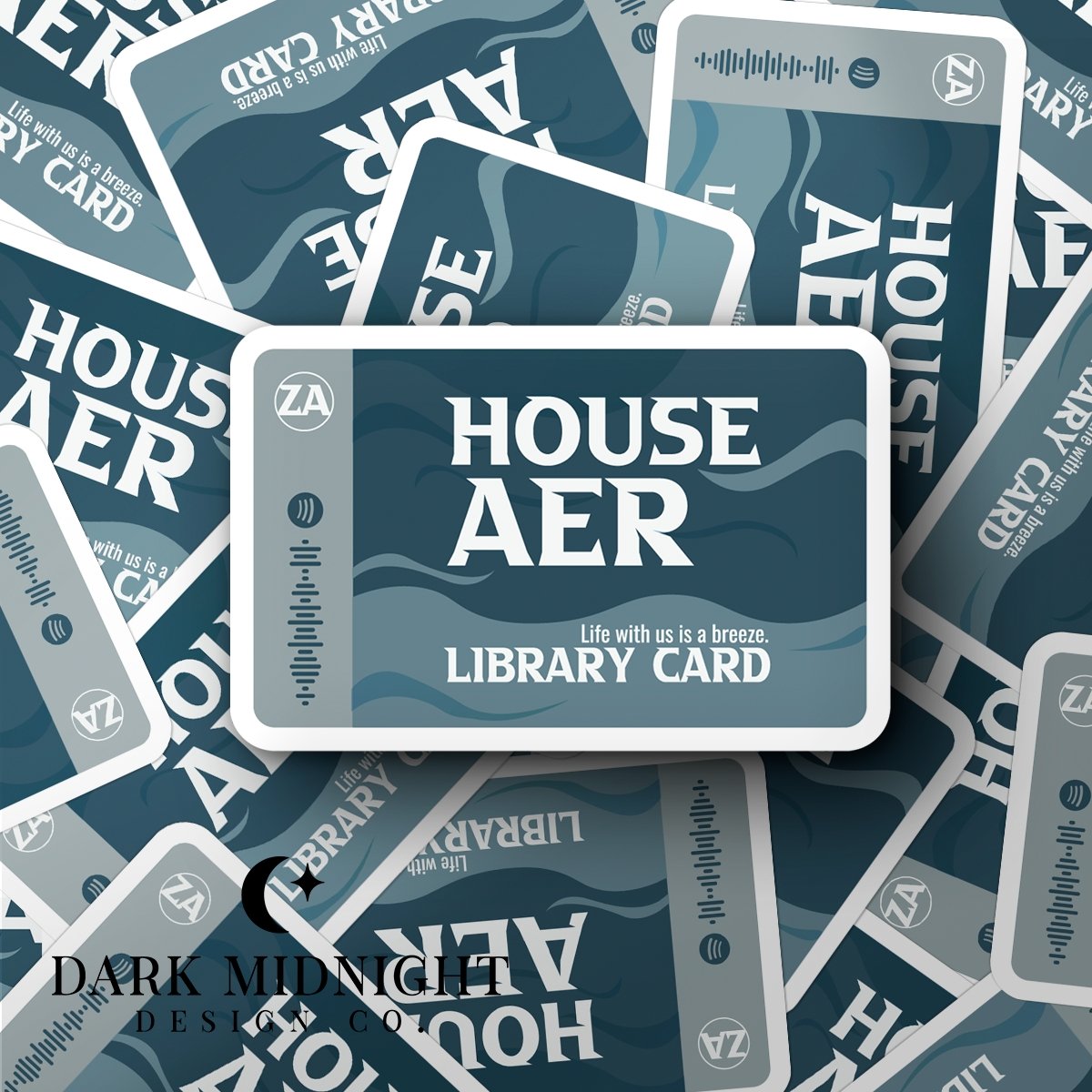Stories of Solaria - House Aer Library Card - Interactive Sticker - Officially Licensed Zodiac Academy Sticker - Dark Midnight Design Co