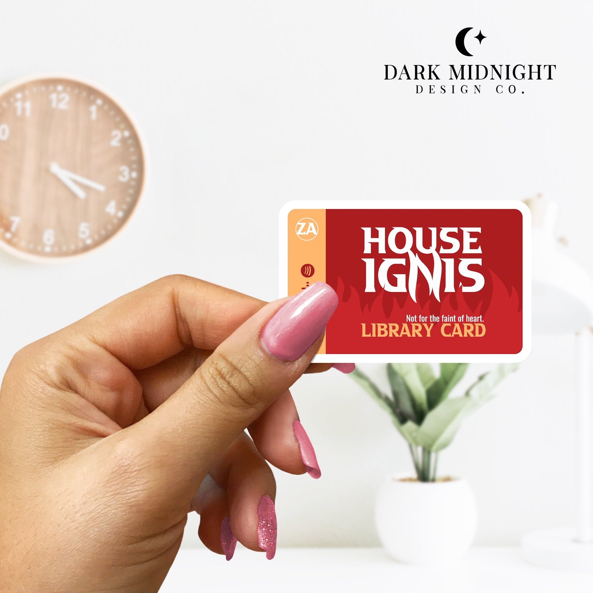 Stories of Solaria - House Ignis Library Card - Interactive Sticker - Officially Licensed Zodiac Academy Sticker - Dark Midnight Design Co