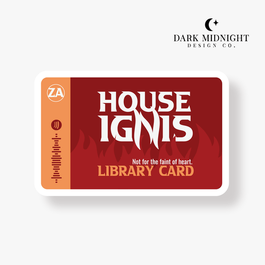 Stories of Solaria - House Ignis Library Card - Interactive Sticker - Officially Licensed Zodiac Academy Sticker - Dark Midnight Design Co